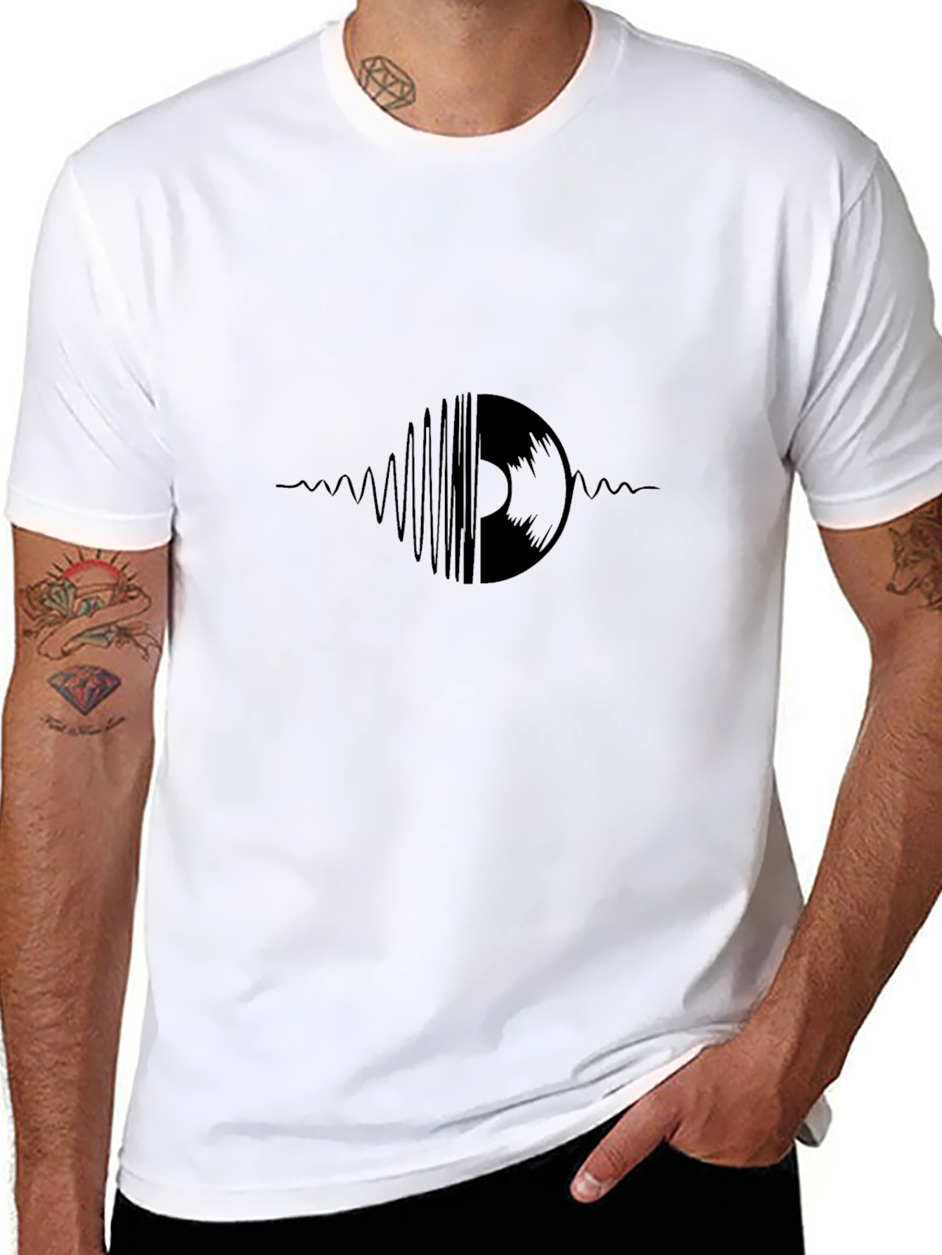 Vinyl Wave Graphic Tee - Stylish Black T-Shirt