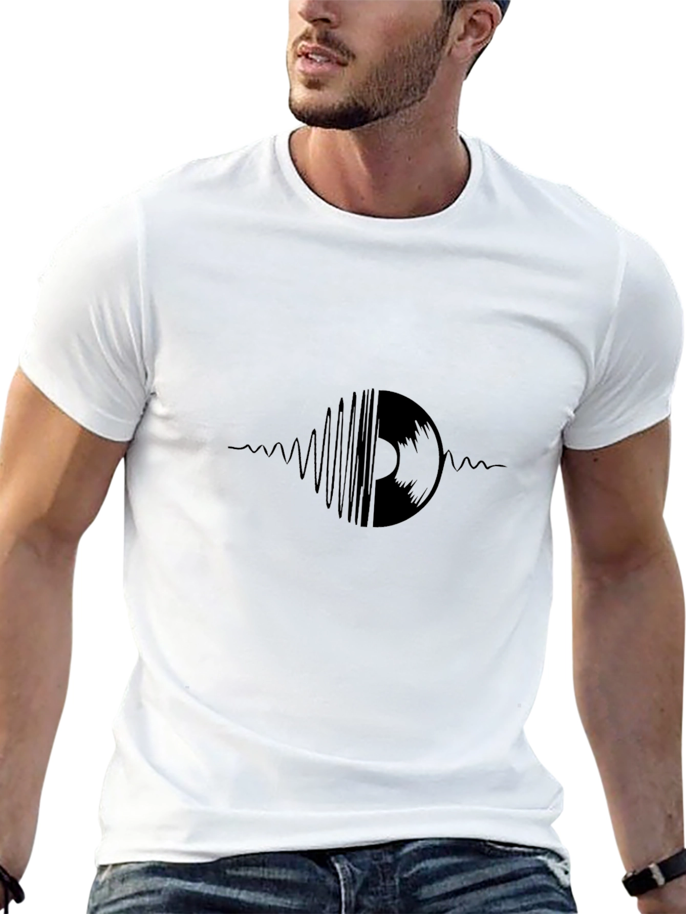 Vinyl Wave Graphic Tee - Stylish Black T-Shirt