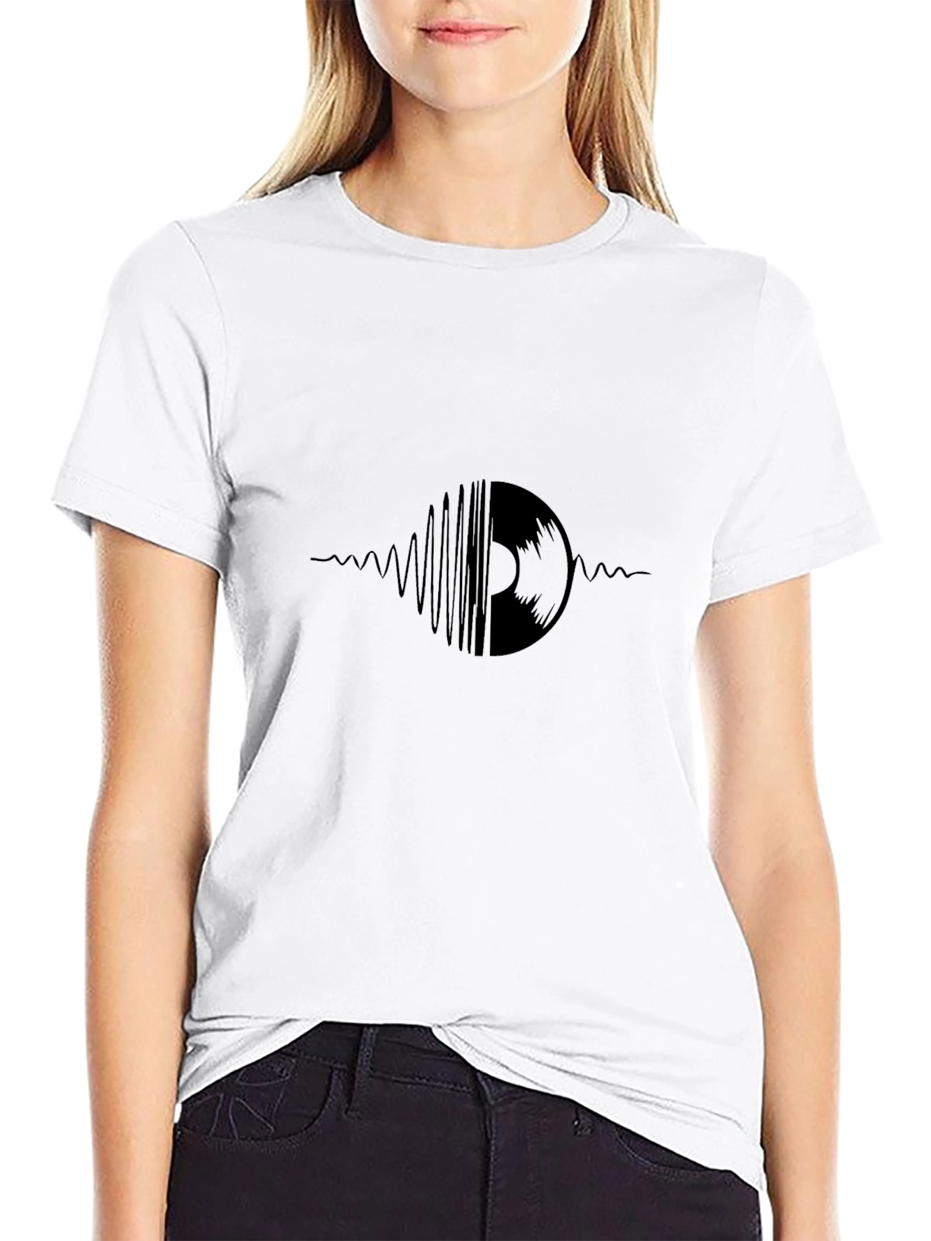Vinyl Wave Graphic Tee - Stylish Black T-Shirt