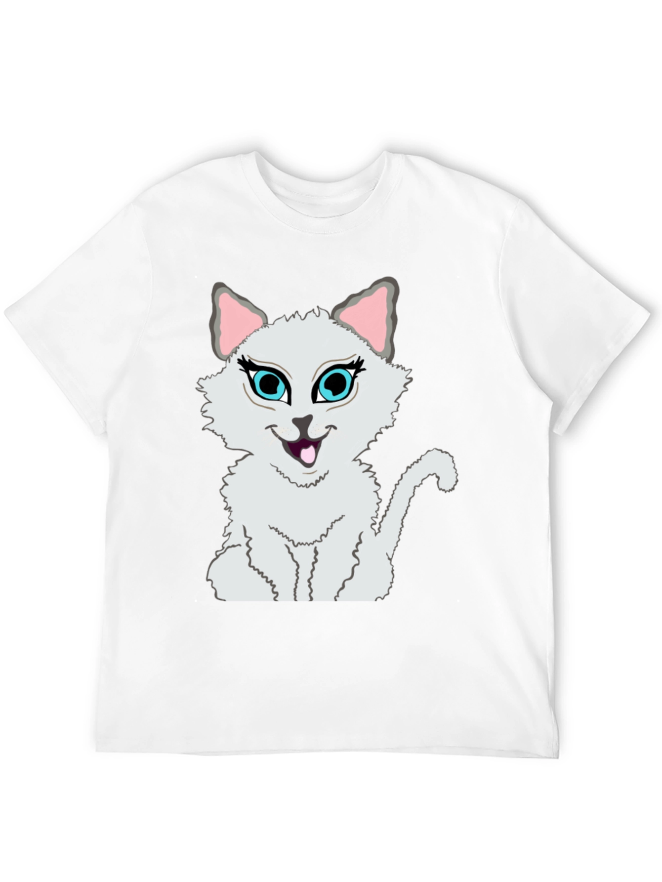 Cartoon Cat Graphic Tee - Stylish Black T-Shirt