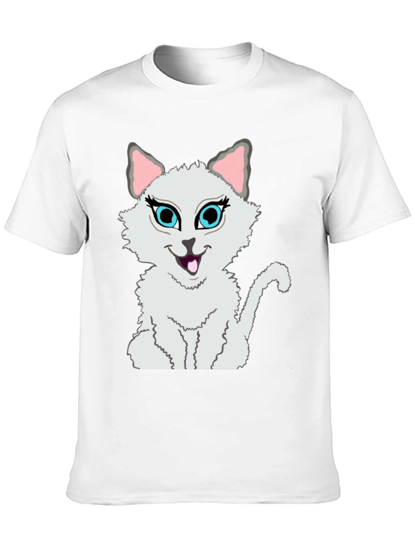 Cartoon Cat Graphic Tee - Stylish Black T-Shirt