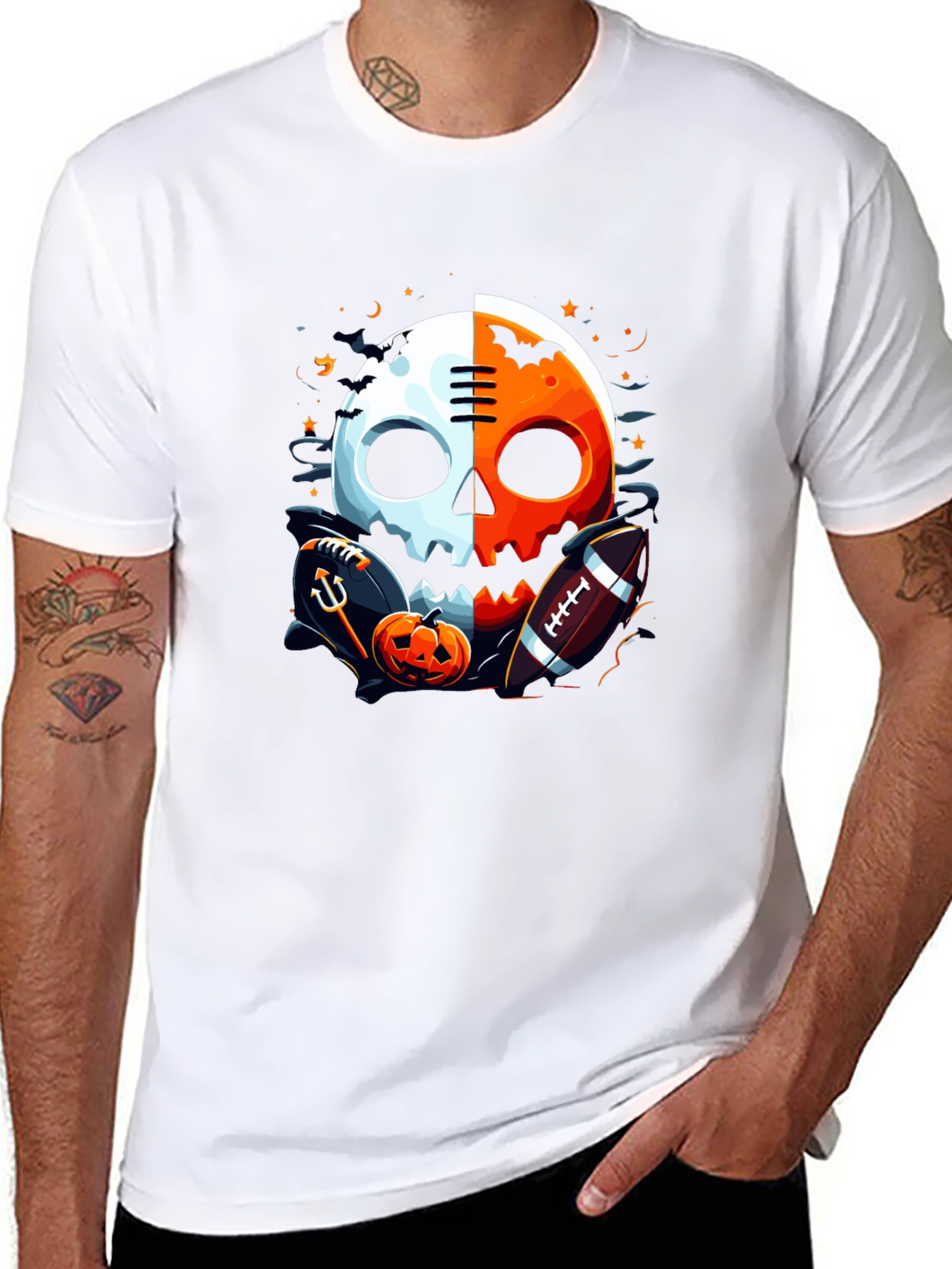 Halloween Football Skull Graphic Tee