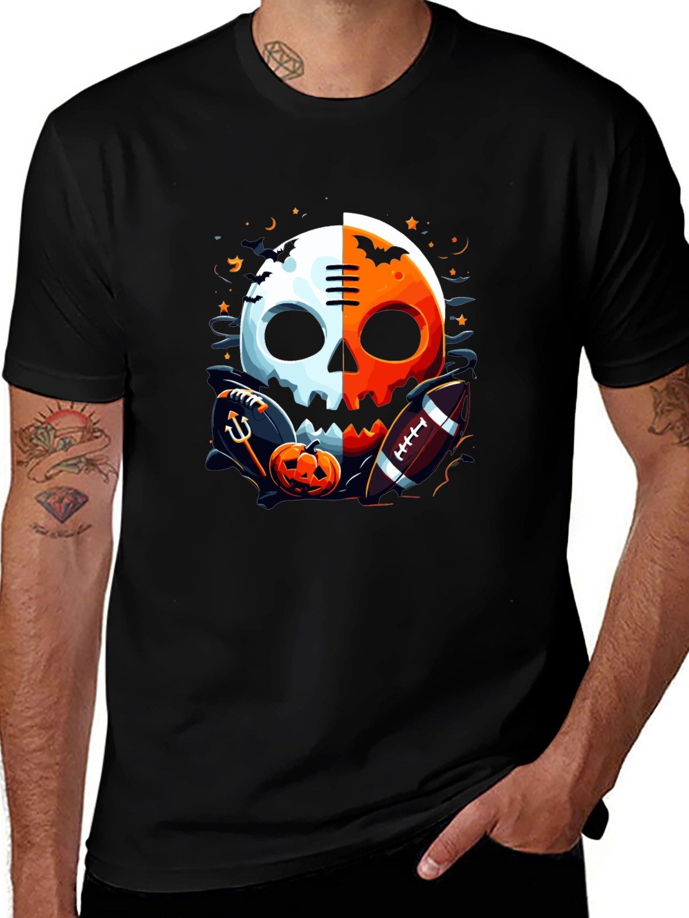 Halloween Football Skull Graphic Tee