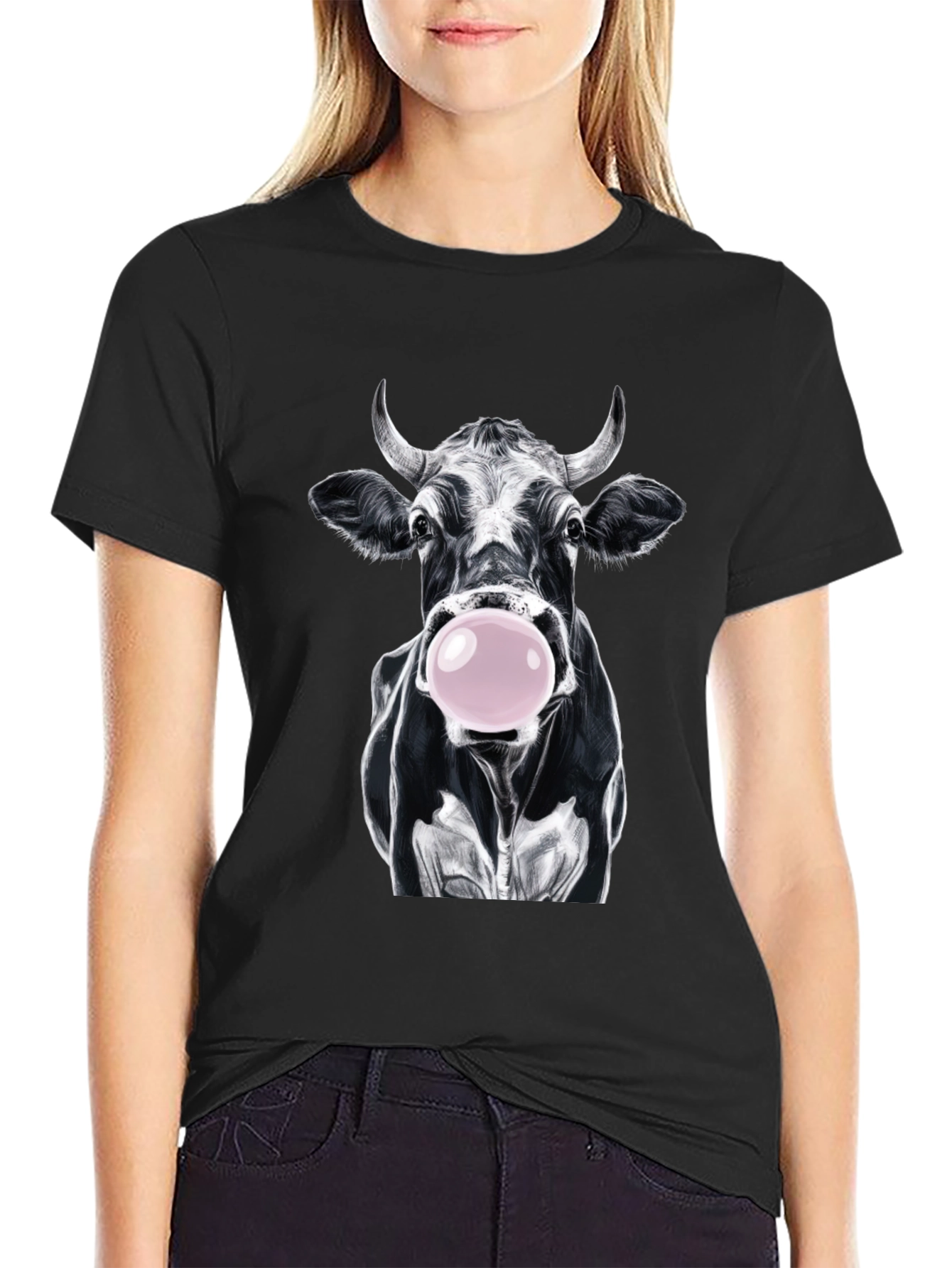 Cow Bubble Gum Graphic T-Shirt