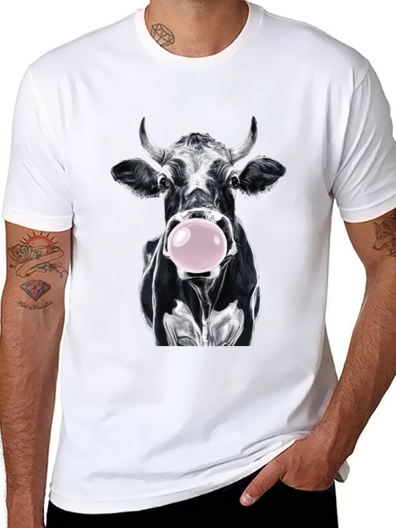 Cow Bubble Gum Graphic T-Shirt
