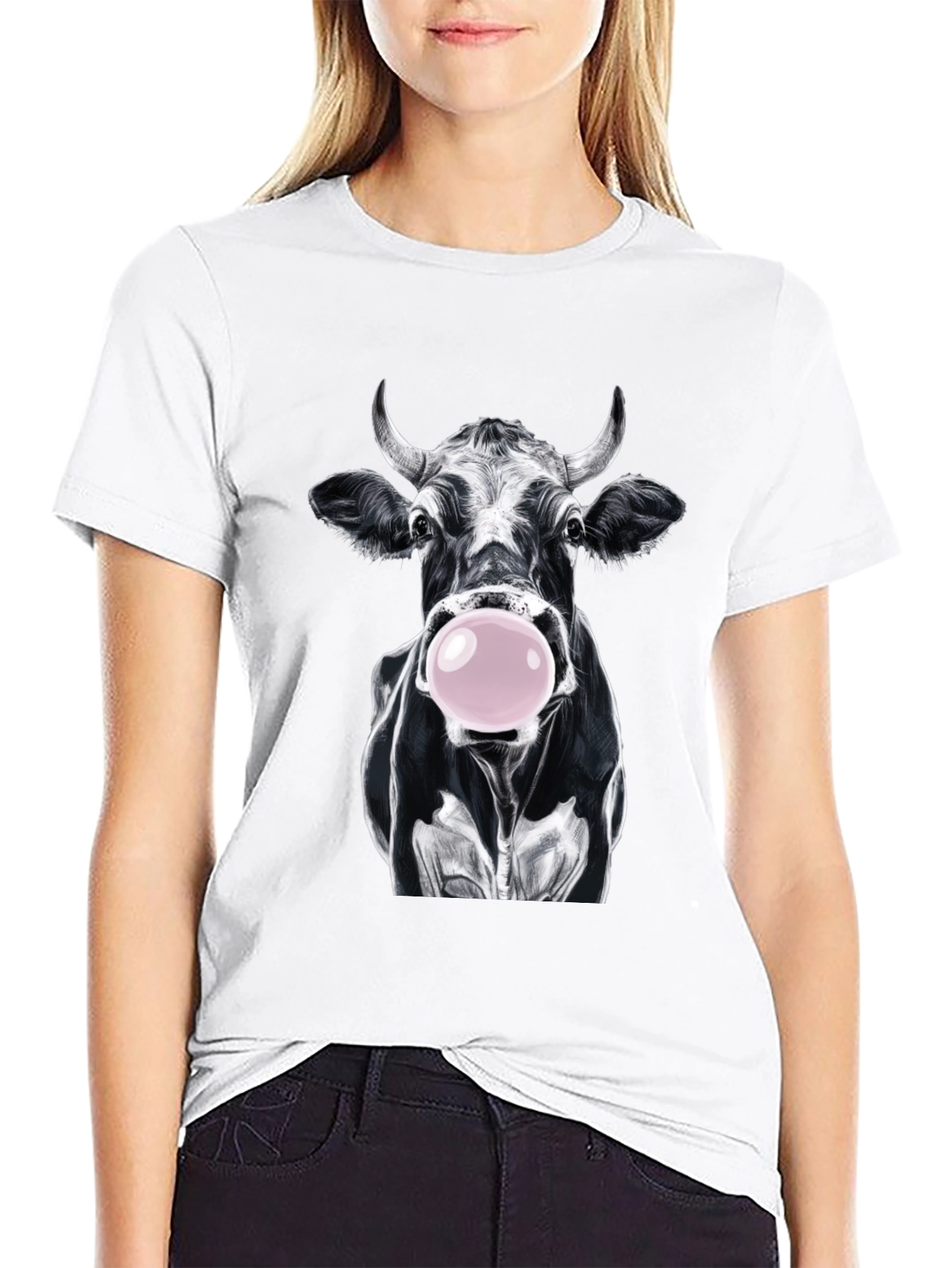 Cow Bubble Gum Graphic T-Shirt