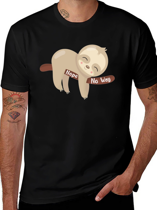 Nope No Way Sloth T-Shirt - Black Crew Neck Tee