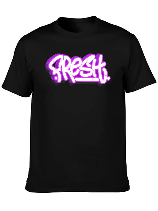 Fresh Graffiti Style T-Shirt - Black Crew Neck Tee