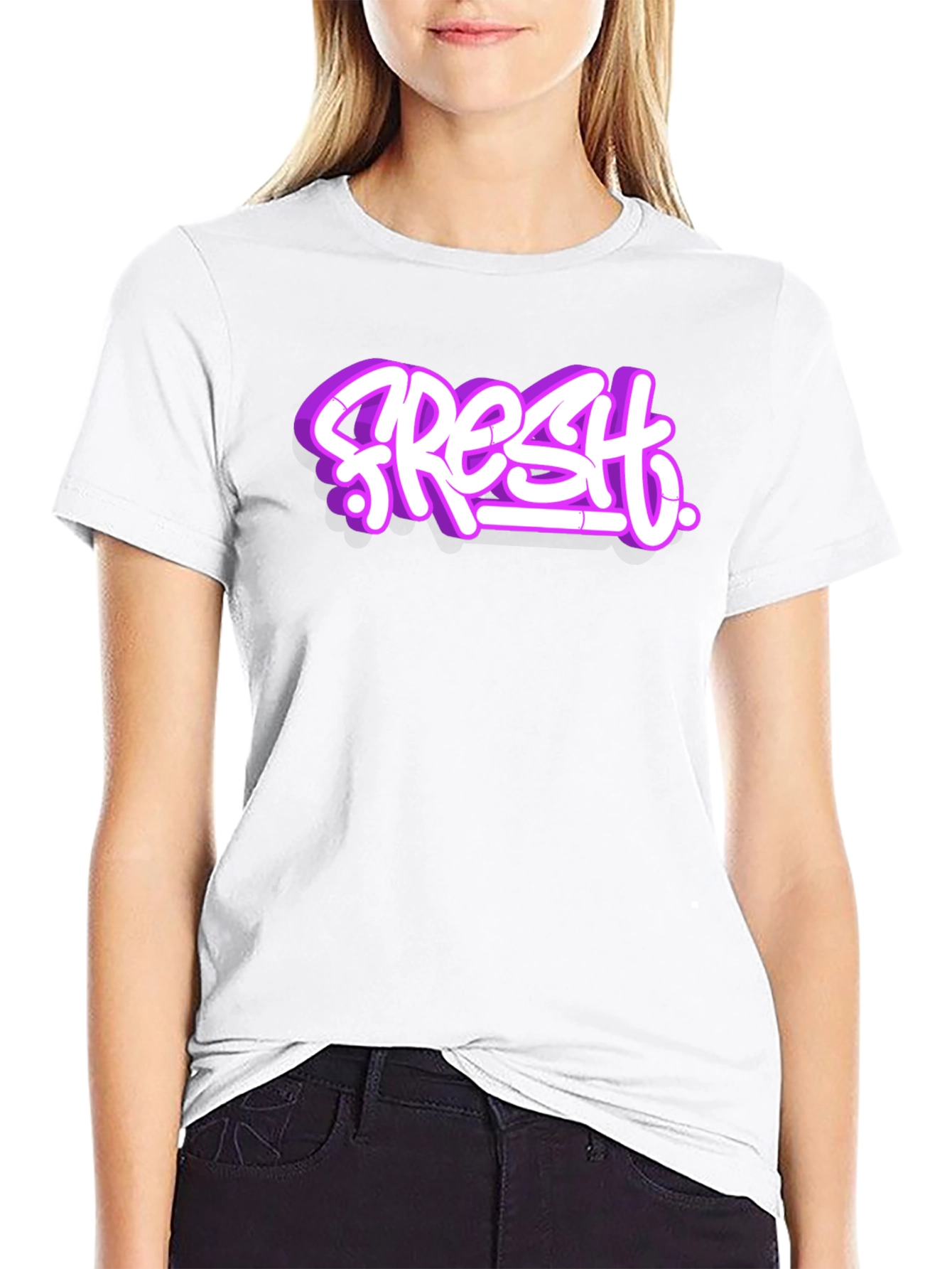 Fresh Graffiti Style T-Shirt - Black Crew Neck Tee