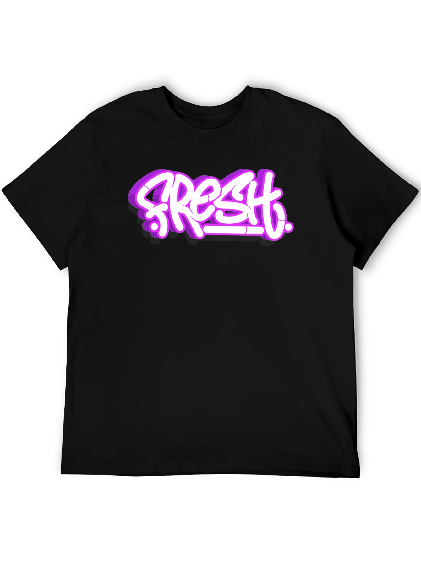 Fresh Graffiti Style T-Shirt - Black Crew Neck Tee