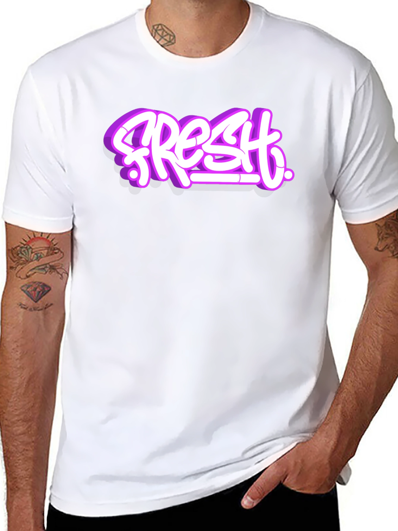 Fresh Graffiti Style T-Shirt - Black Crew Neck Tee