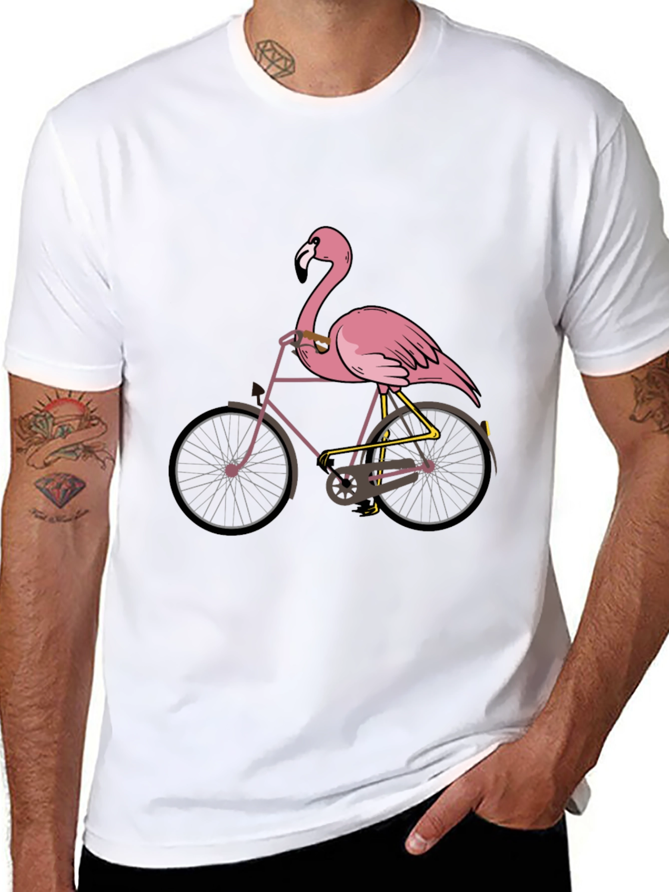 Flamingo Bicycle Graphic T-Shirt