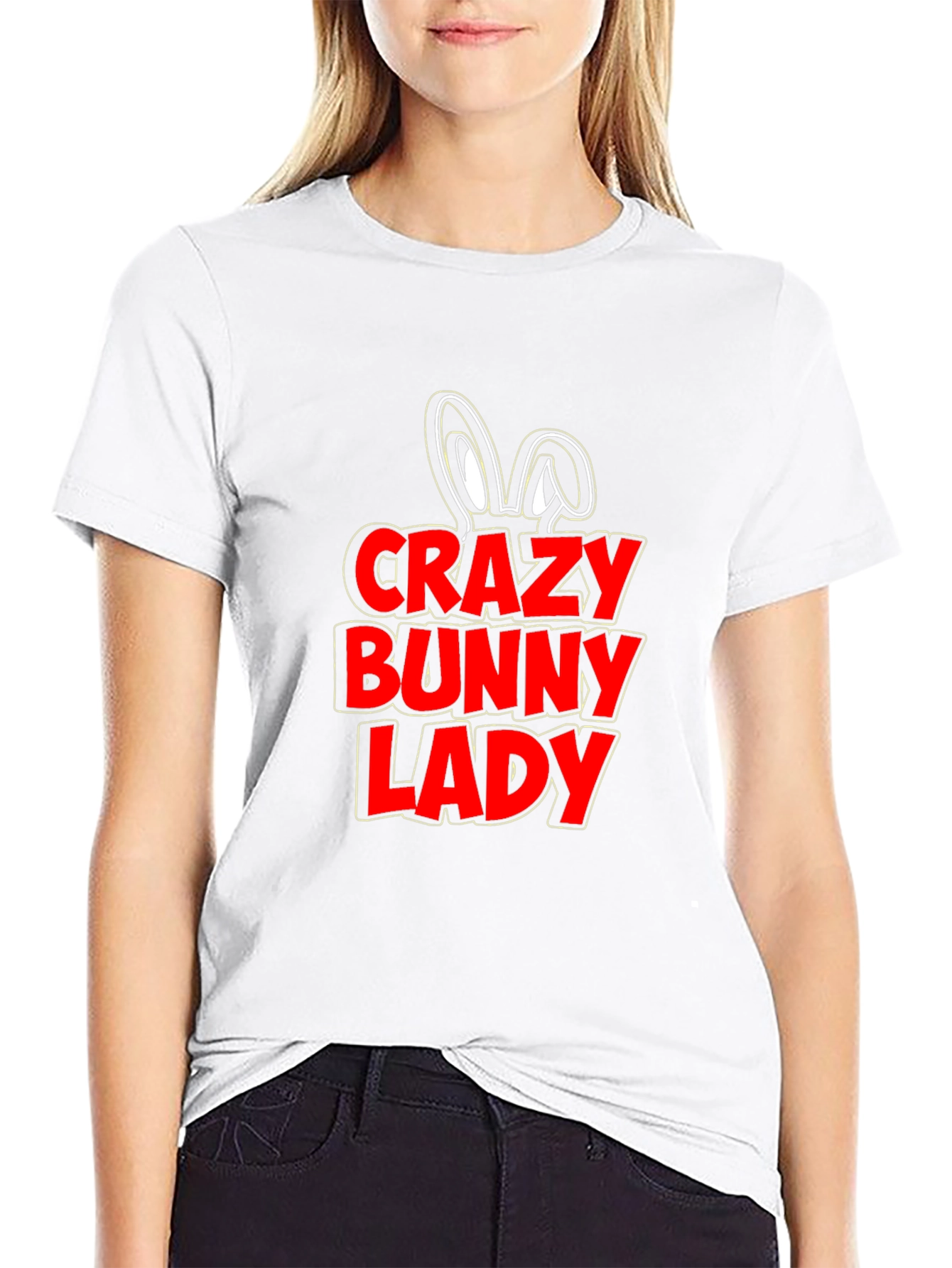 Crazy Bunny Lady T-Shirt - Novelty Graphic Tee