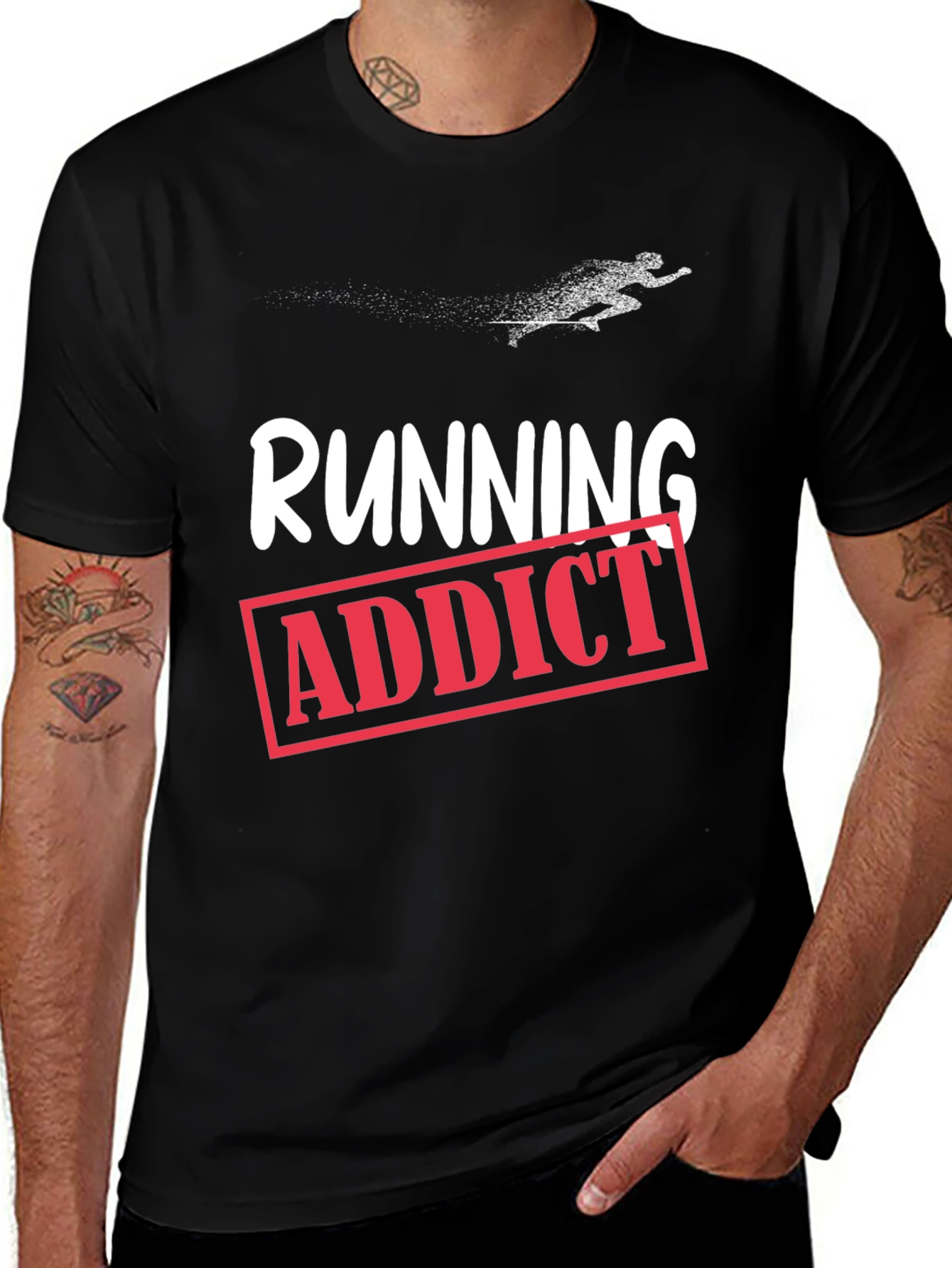 Running Addict Graphic T-Shirt - Black