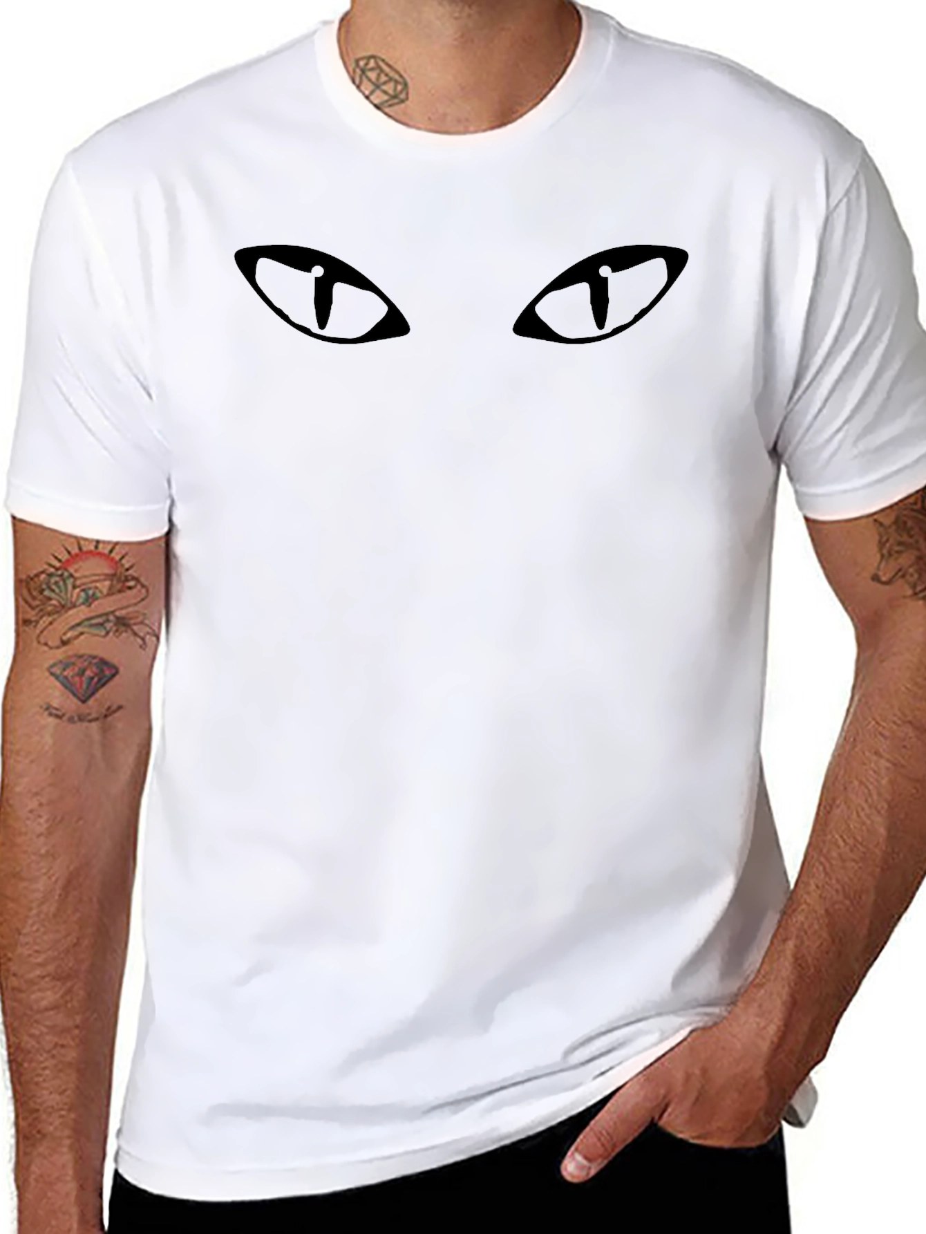Mysterious Cat Eyes Black Graphic Tee