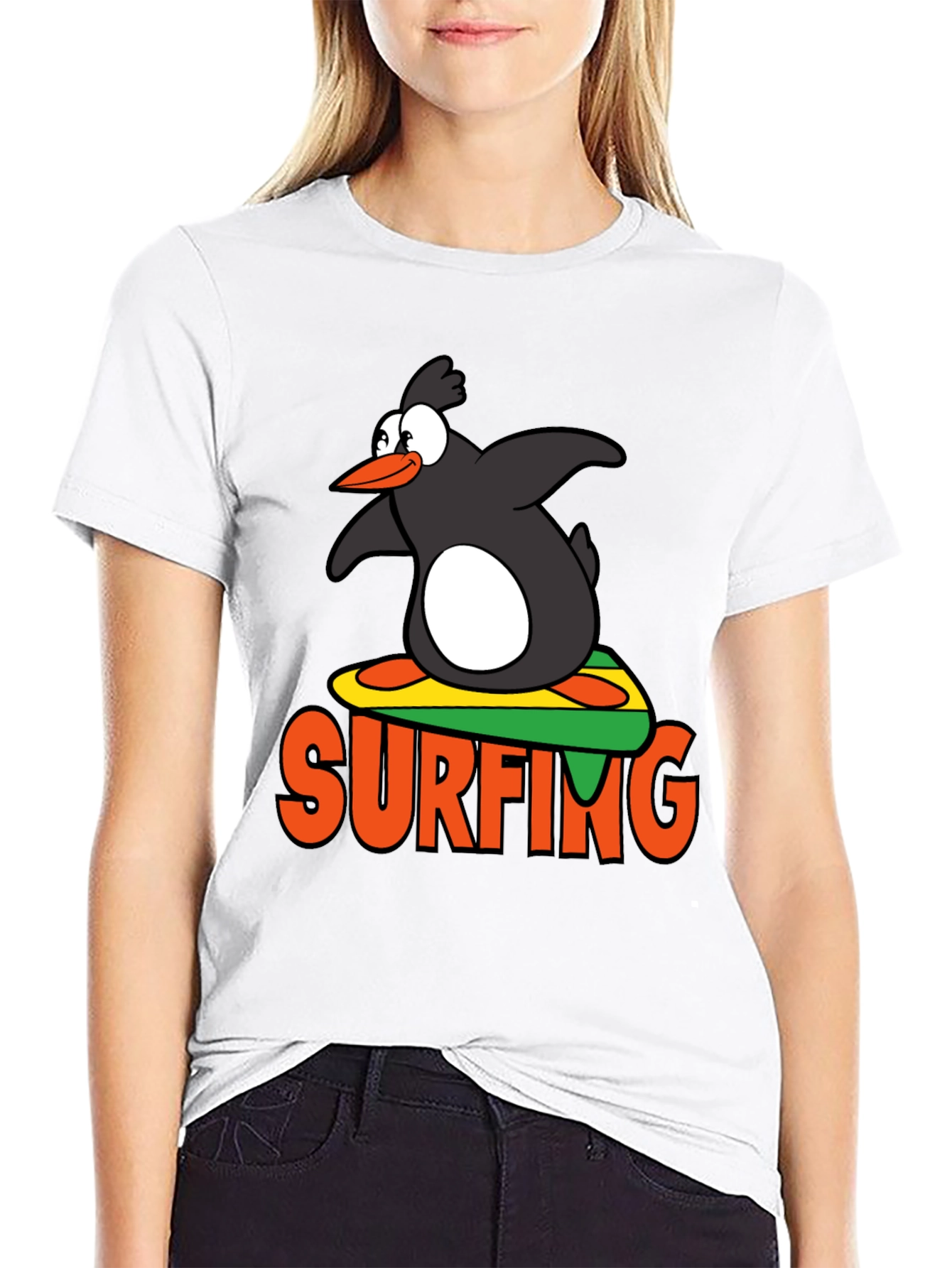 Penguin Surfing Graphic T-Shirt