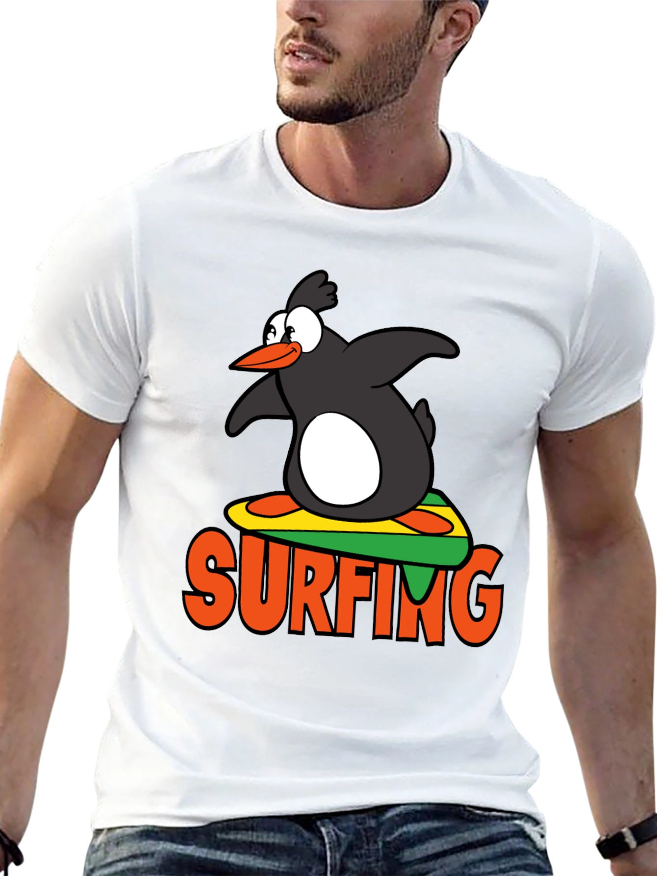 Penguin Surfing Graphic T-Shirt