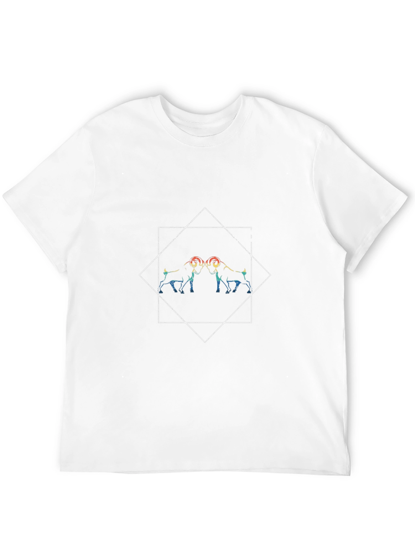Geometric Rams Graphic Tee - Black