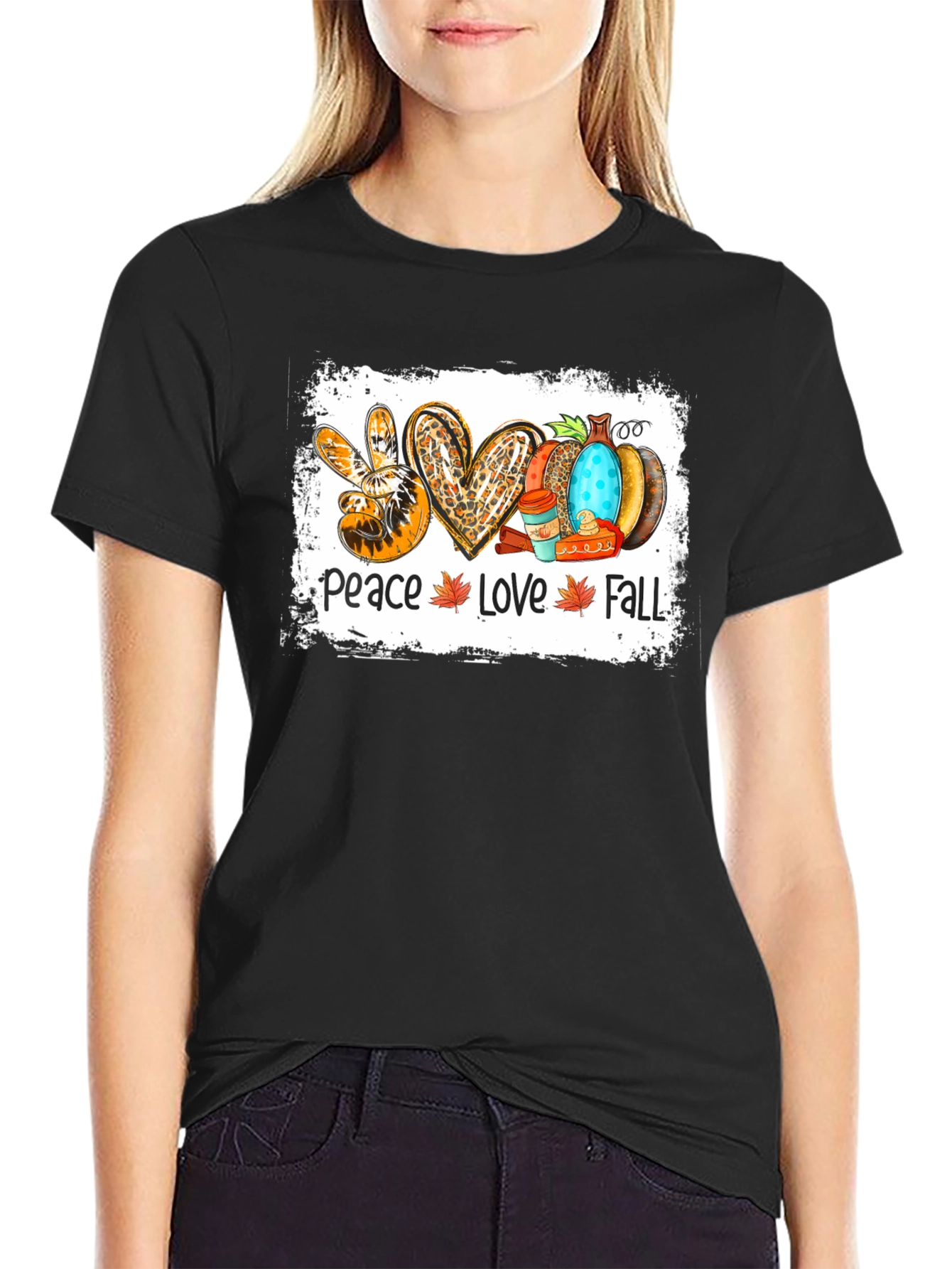 Peace Love Fall T-Shirt - Autumn Graphic Tee