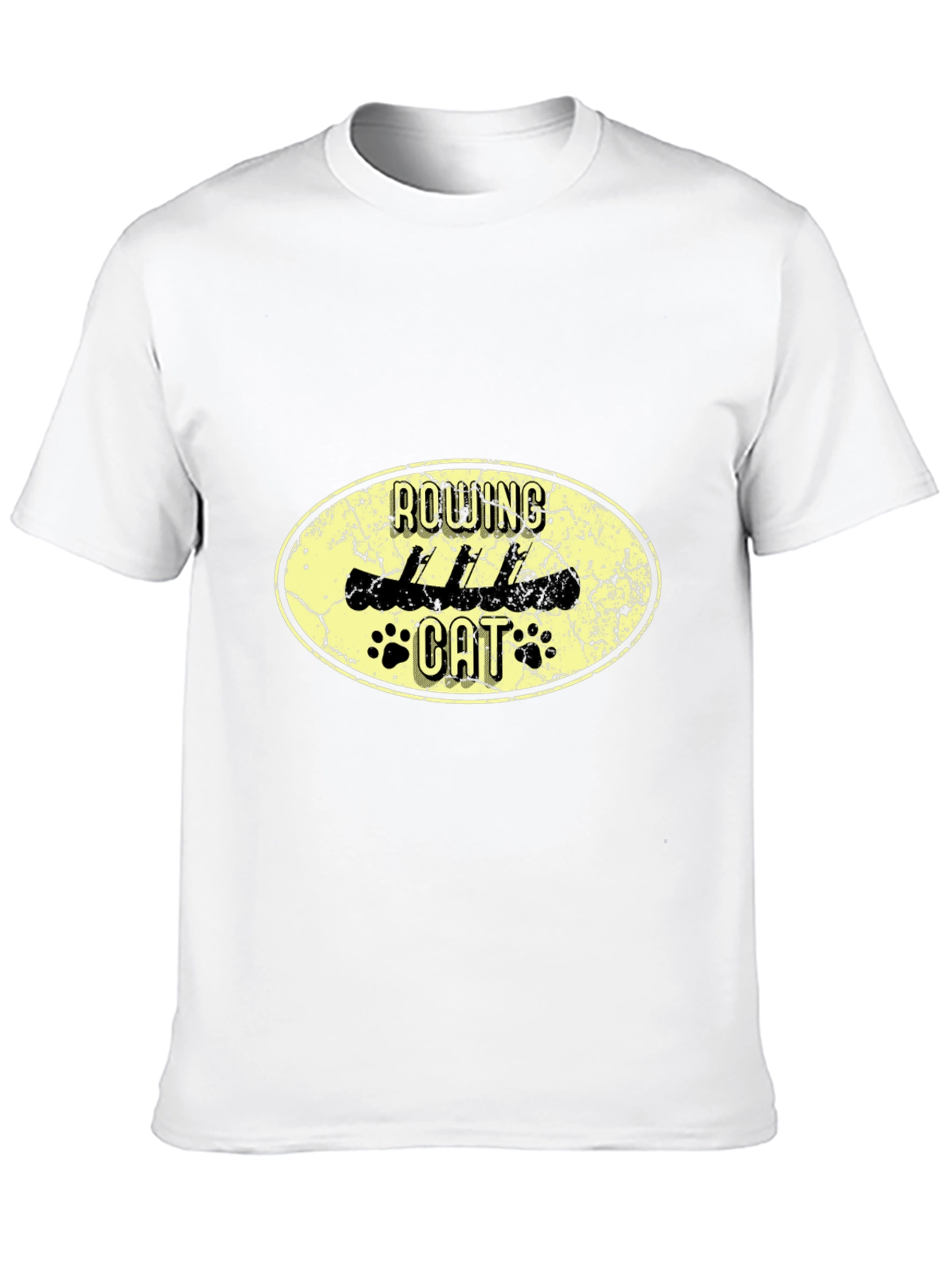 Rowing Cat Graphic Black T-Shirt