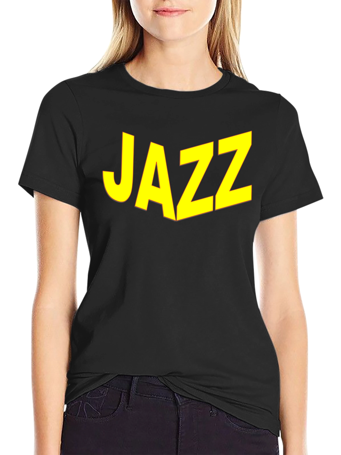 JAZZ Graphic Tee - Bold Yellow Print on Black