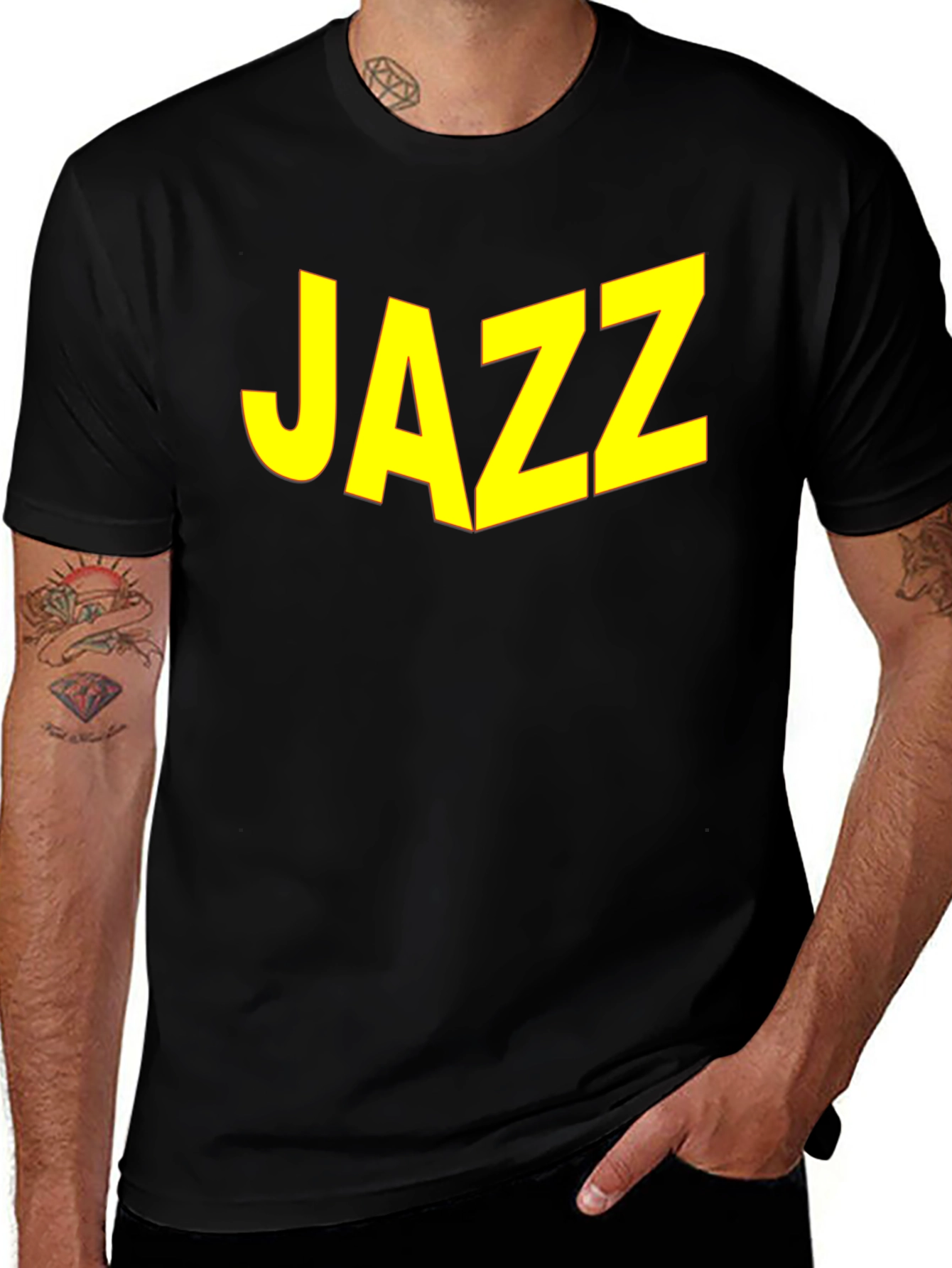 JAZZ Graphic Tee - Bold Yellow Print on Black