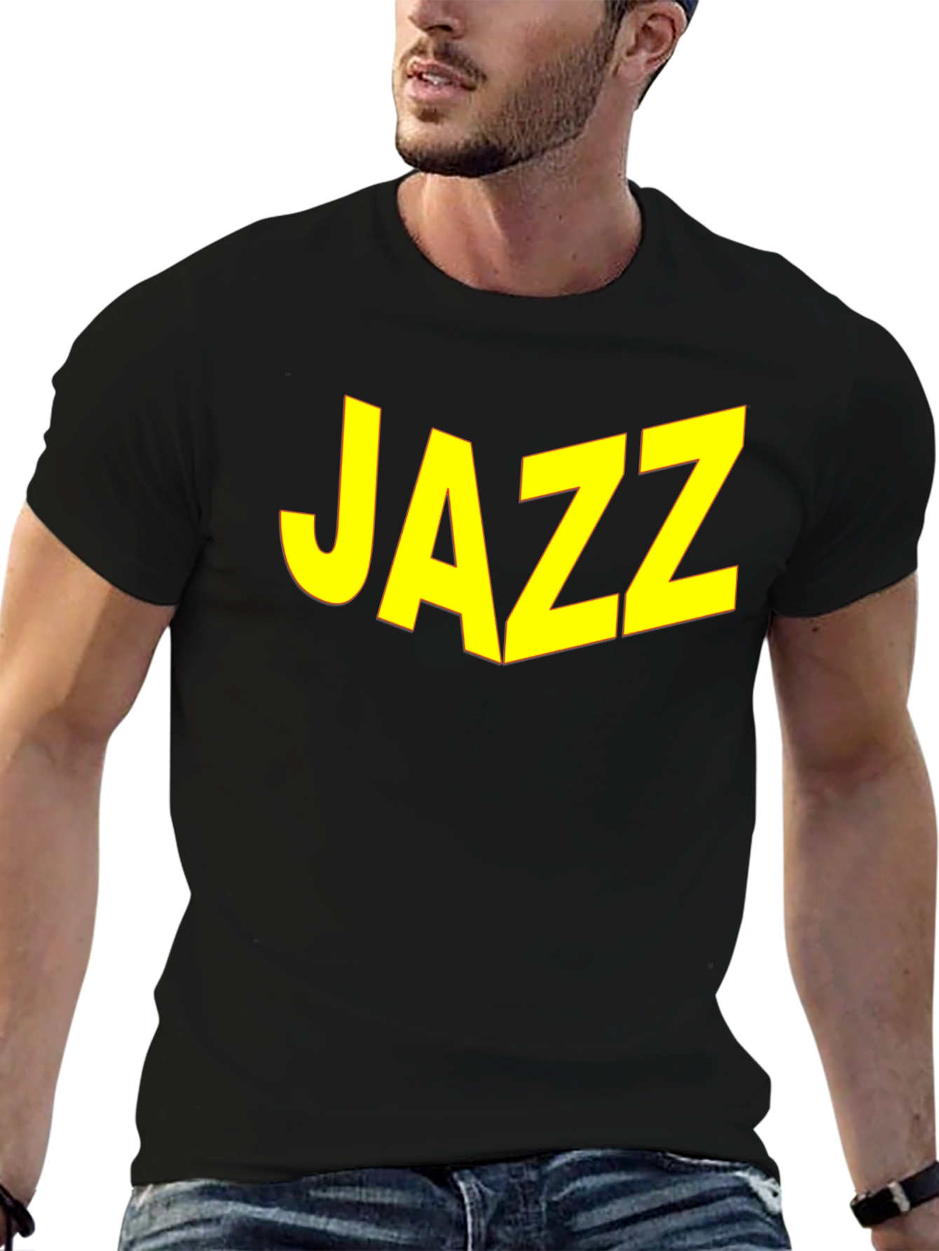 JAZZ Graphic Tee - Bold Yellow Print on Black