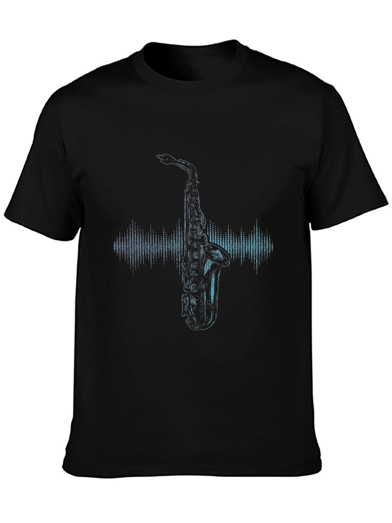 Saxophone Graphic Black Tee - Cool Music Lover Shirt
