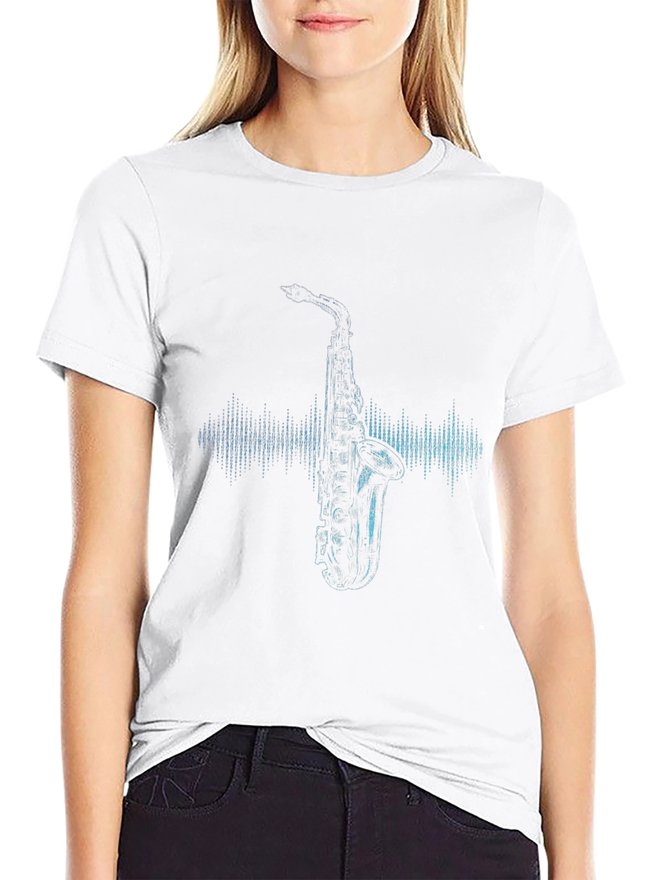 Saxophone Graphic Black Tee - Cool Music Lover Shirt