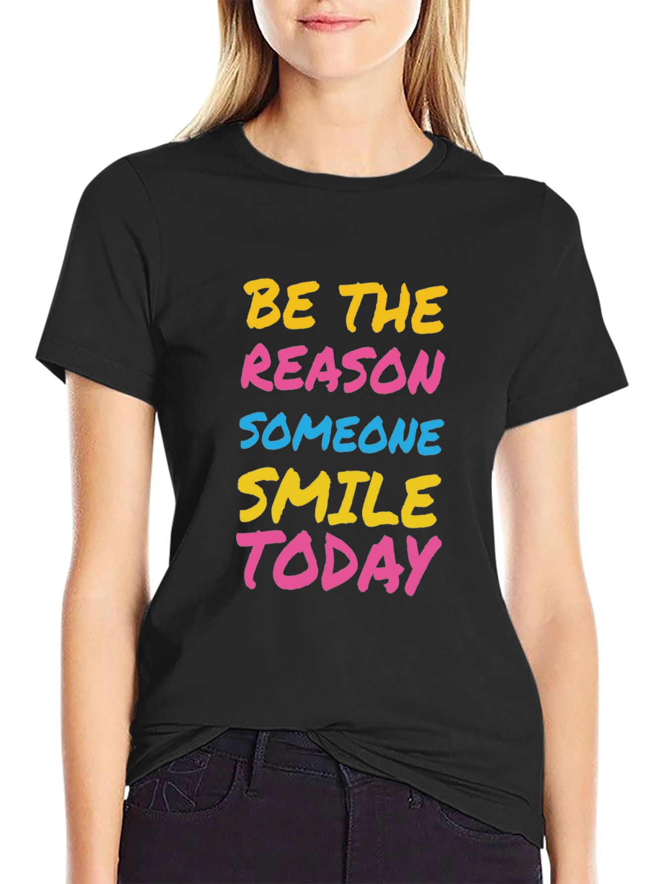 Be The Reason Smile Today Graphic Tee - Black