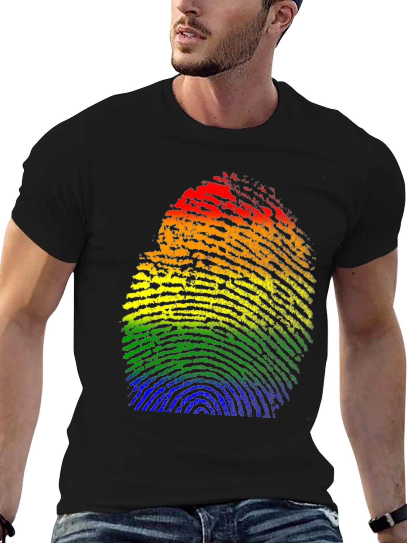 Rainbow Fingerprint Graphic Tee - Pride LGBTQ Shirt