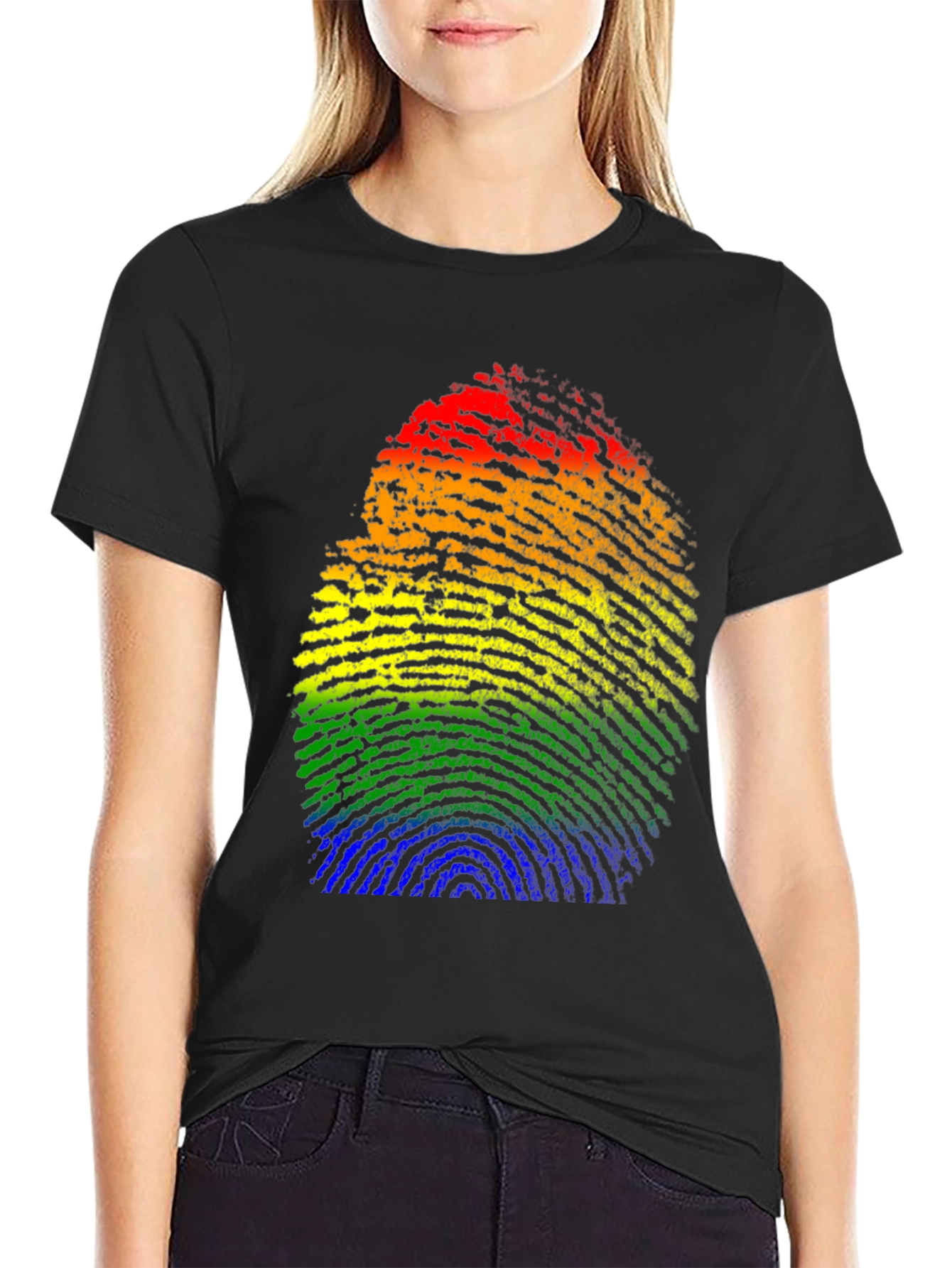 Rainbow Fingerprint Graphic Tee - Pride LGBTQ Shirt