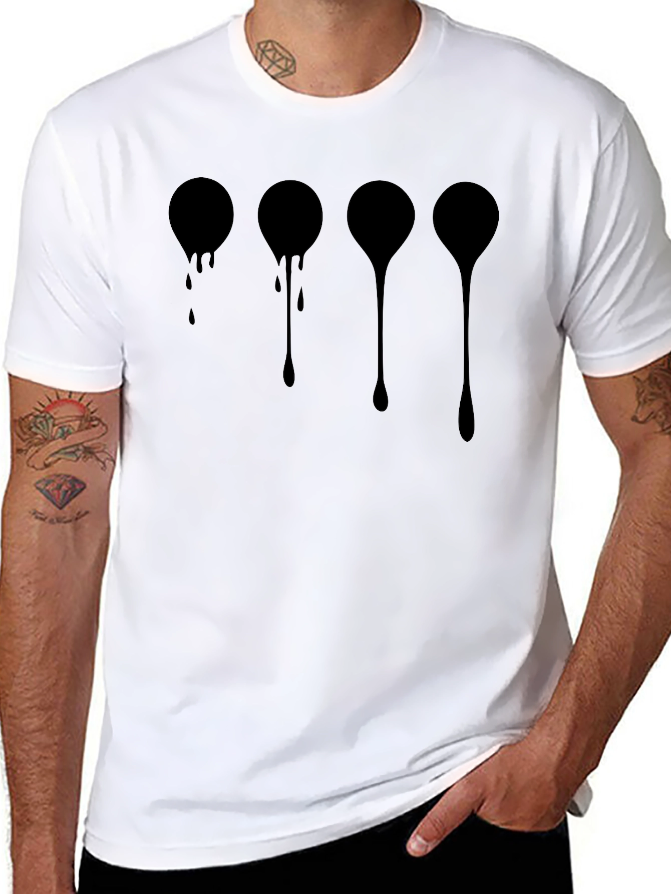 Dripping Circles Graphic Tee - Modern Black T-Shirt