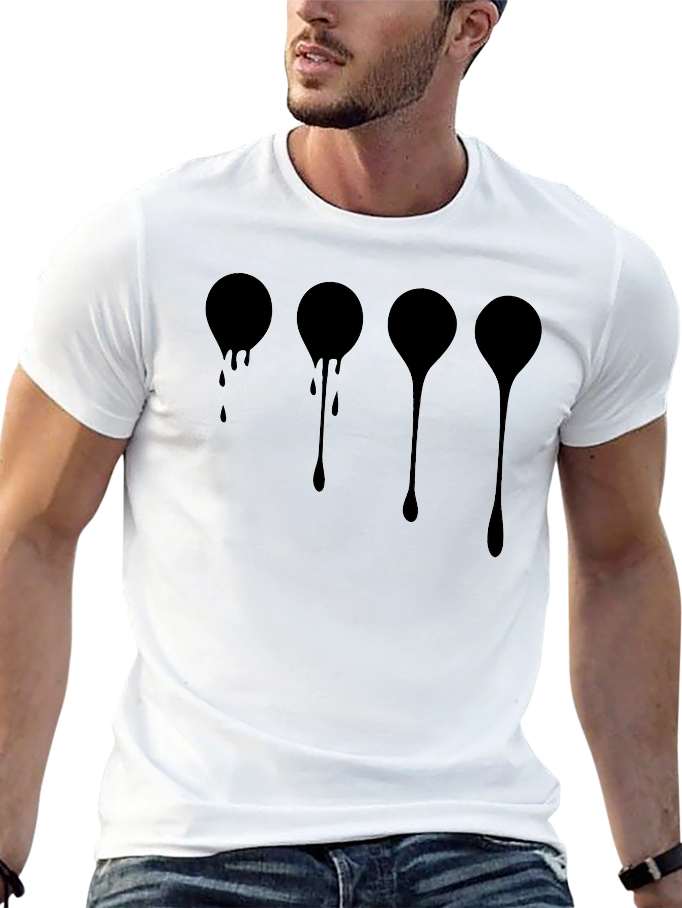 Dripping Circles Graphic Tee - Modern Black T-Shirt
