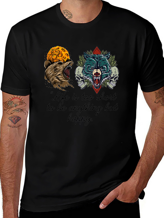 Bear and Wolf Graphic Tee - Lifes Too Short