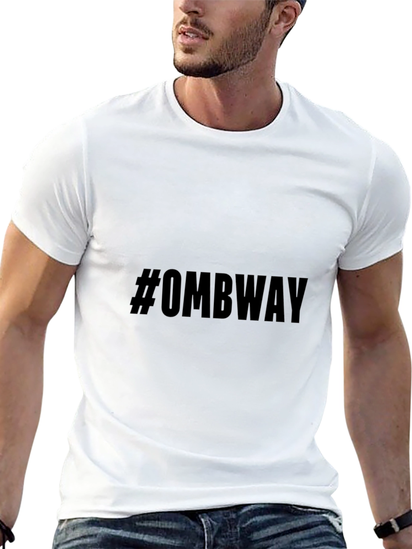 OMBWAY Mens Black Graphic Tee