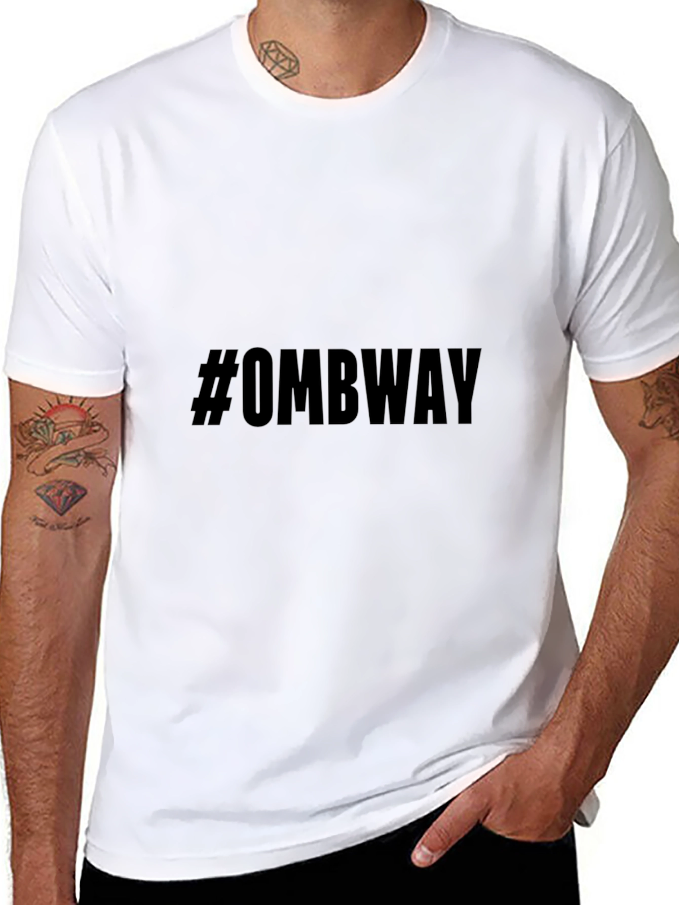 OMBWAY Mens Black Graphic Tee