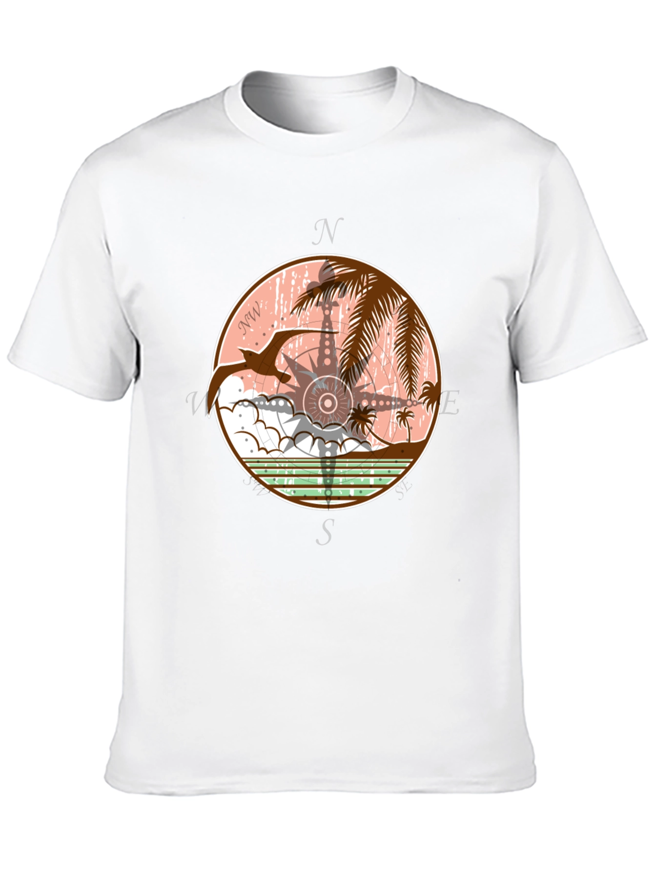 Tropical Compass Graphic T-Shirt - Black