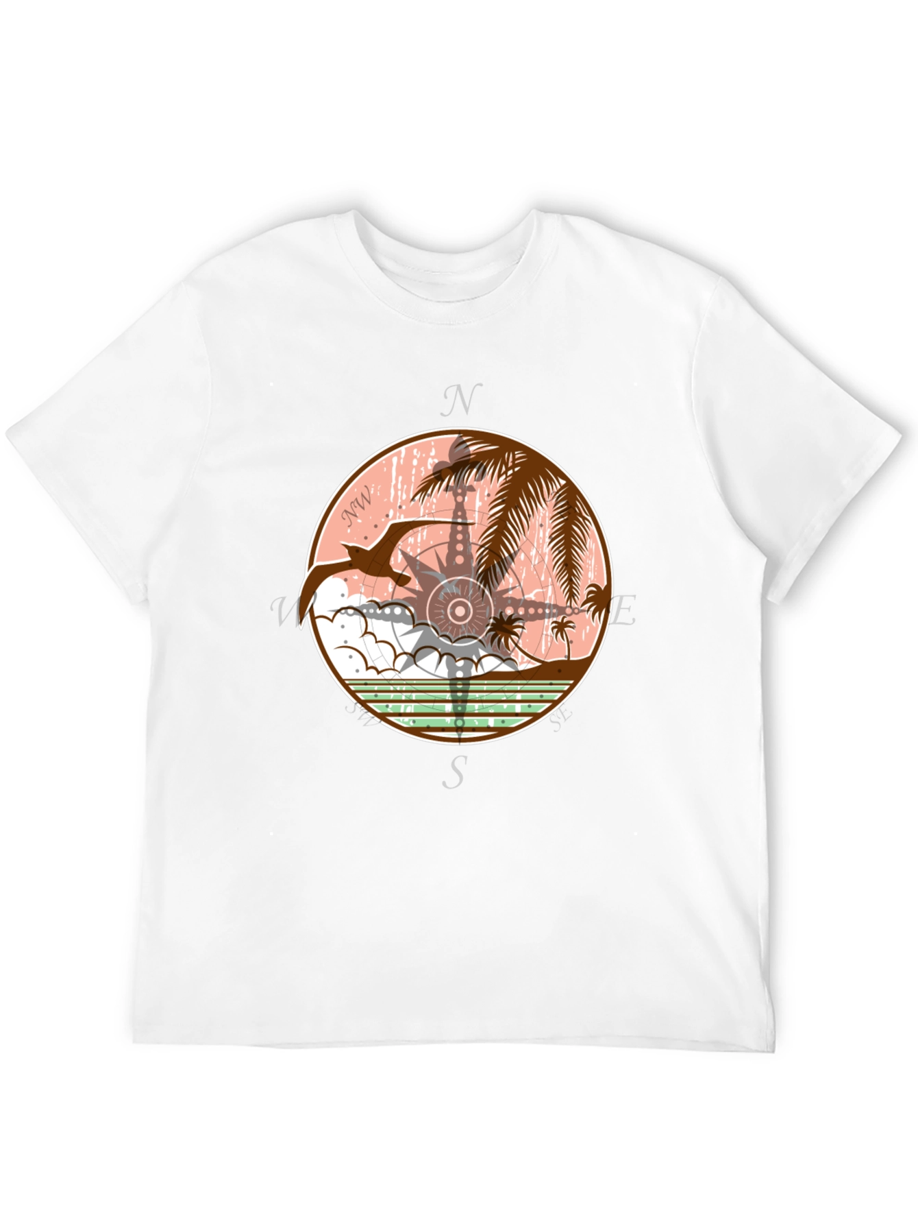 Tropical Compass Graphic T-Shirt - Black