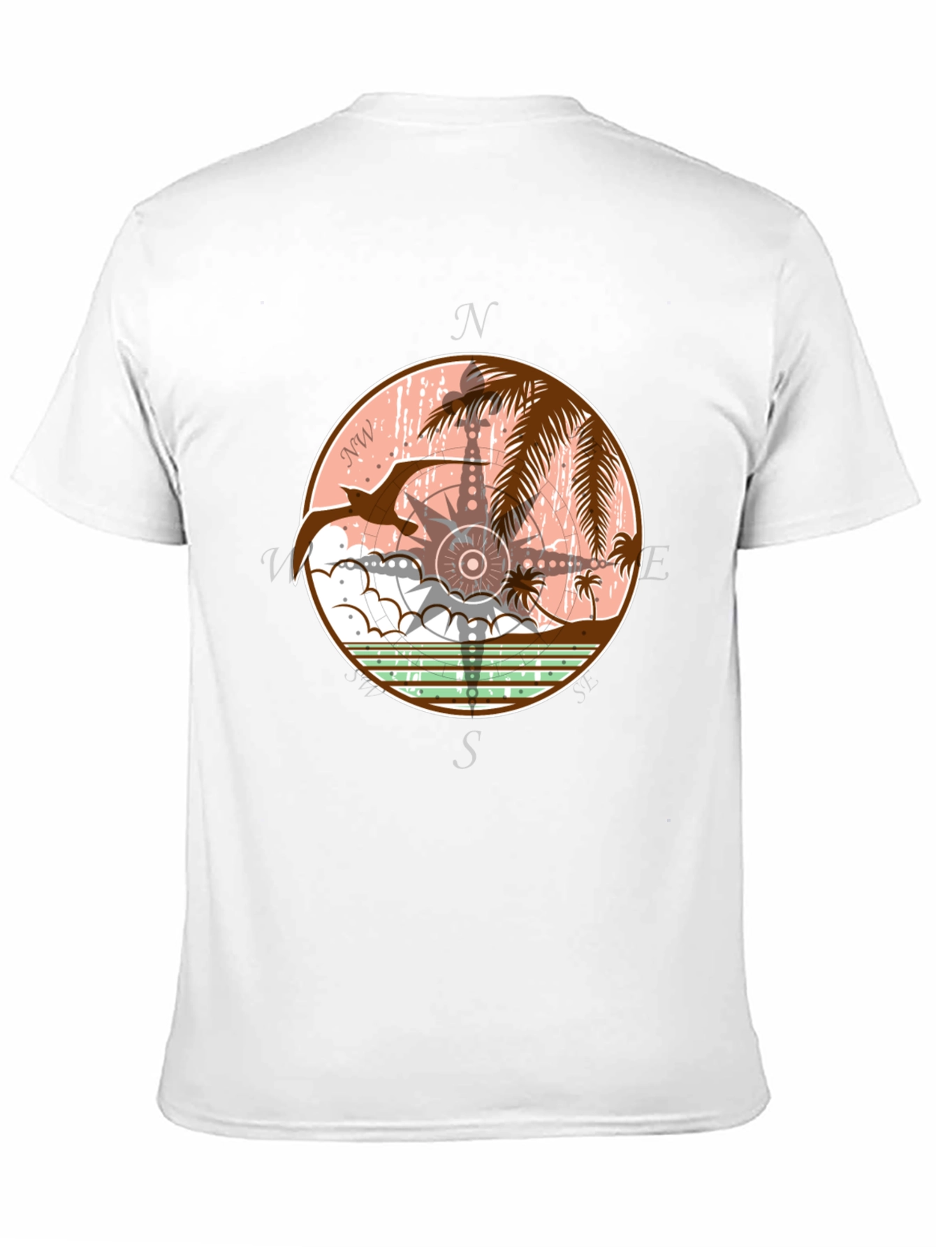 Tropical Compass Graphic T-Shirt - Black