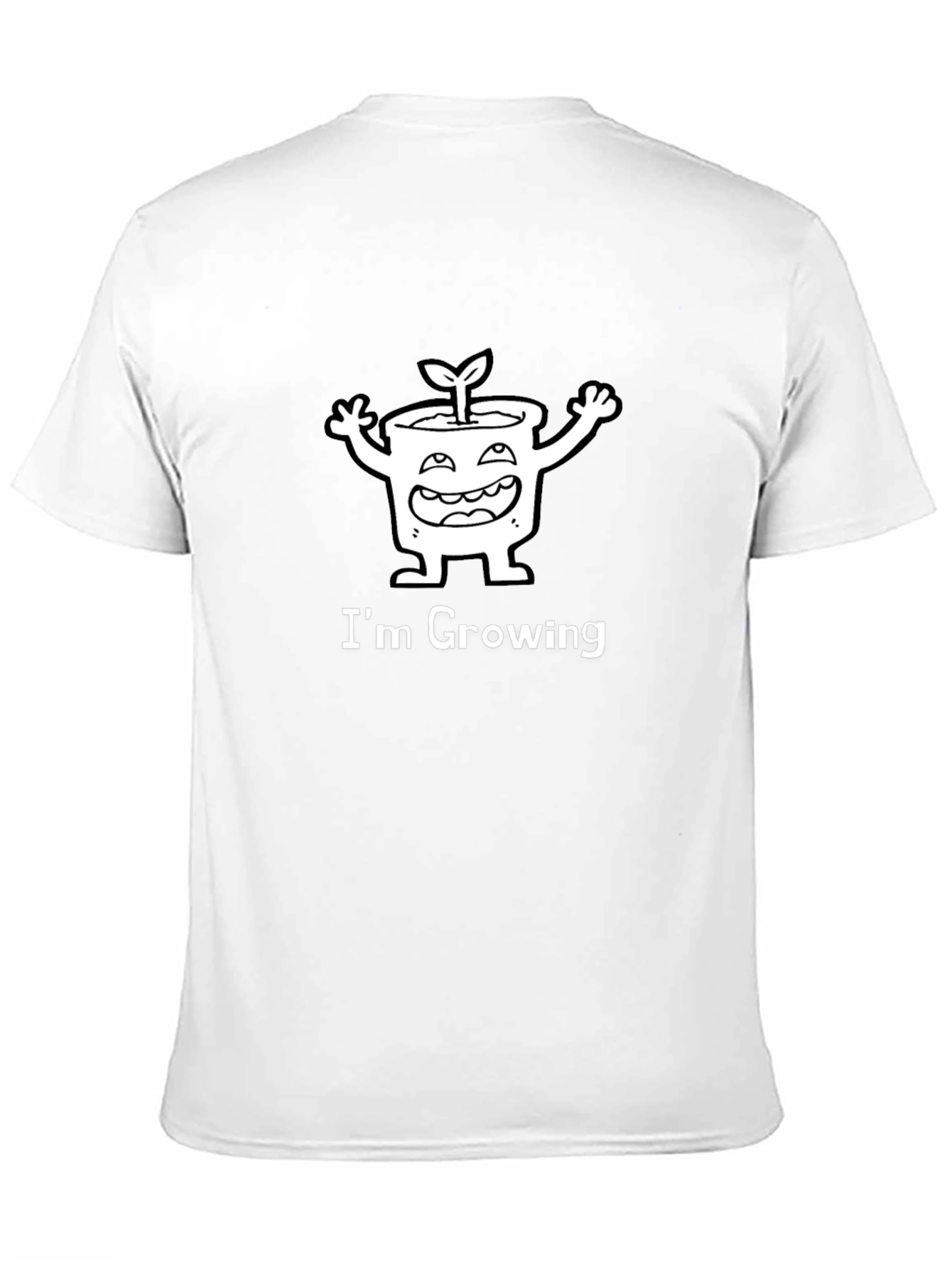 Im Growing Cartoon Plant Graphic Tee - Black
