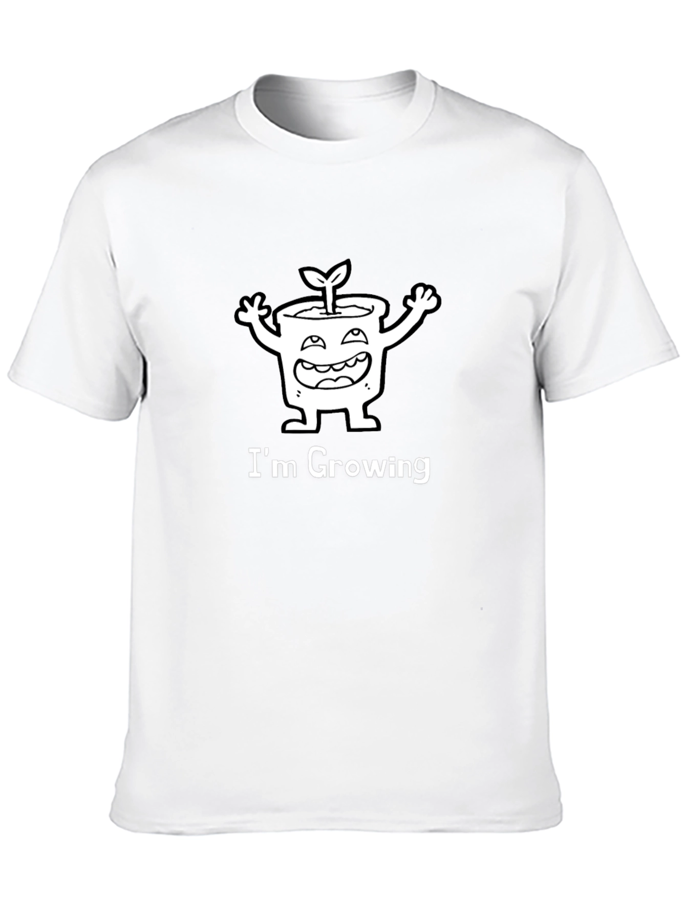 Im Growing Cartoon Plant Graphic Tee - Black