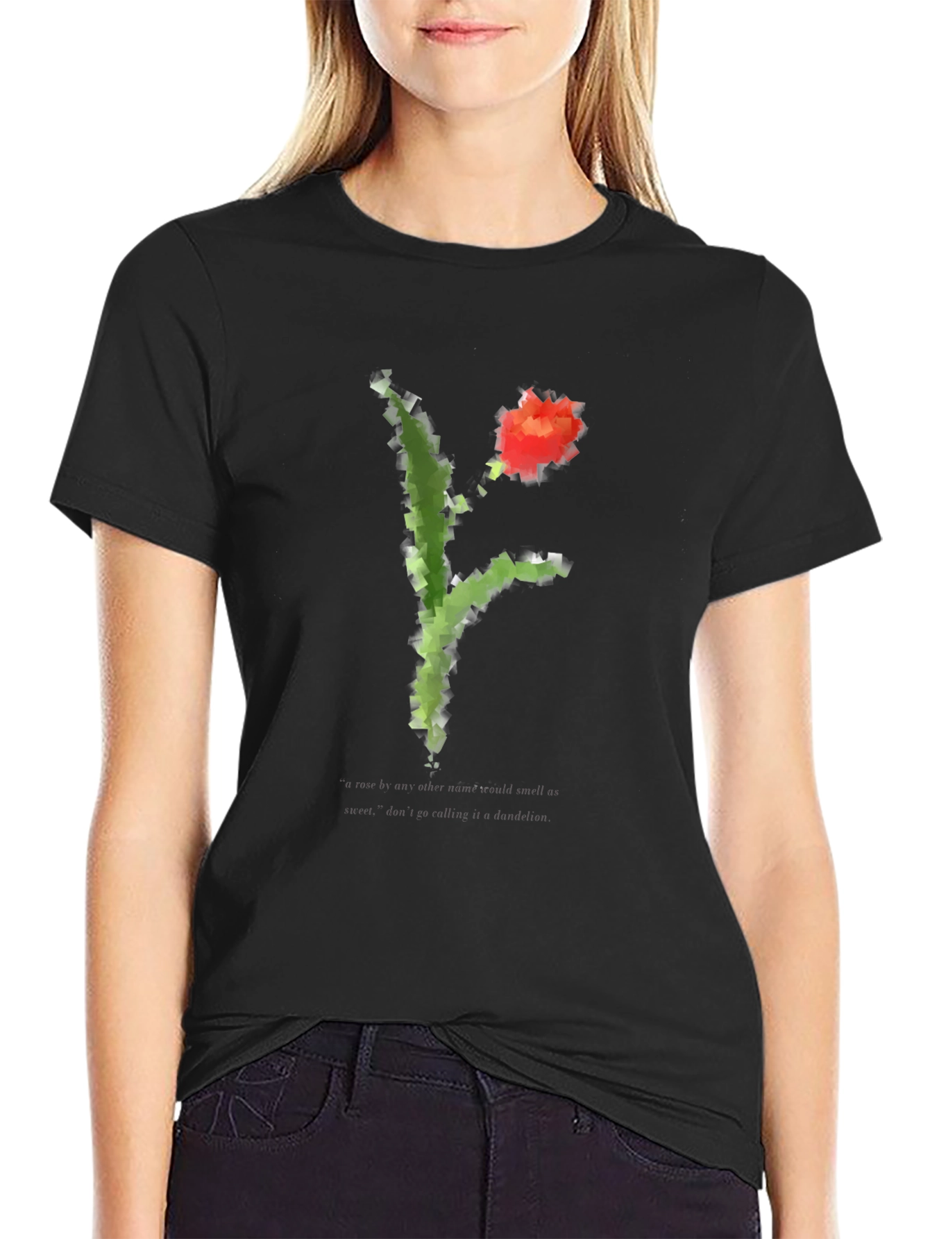 Abstract Floral Print Black T-Shirt
