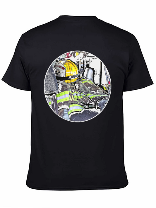 Firefighter Graphic T-Shirt - Black Cotton Blend
