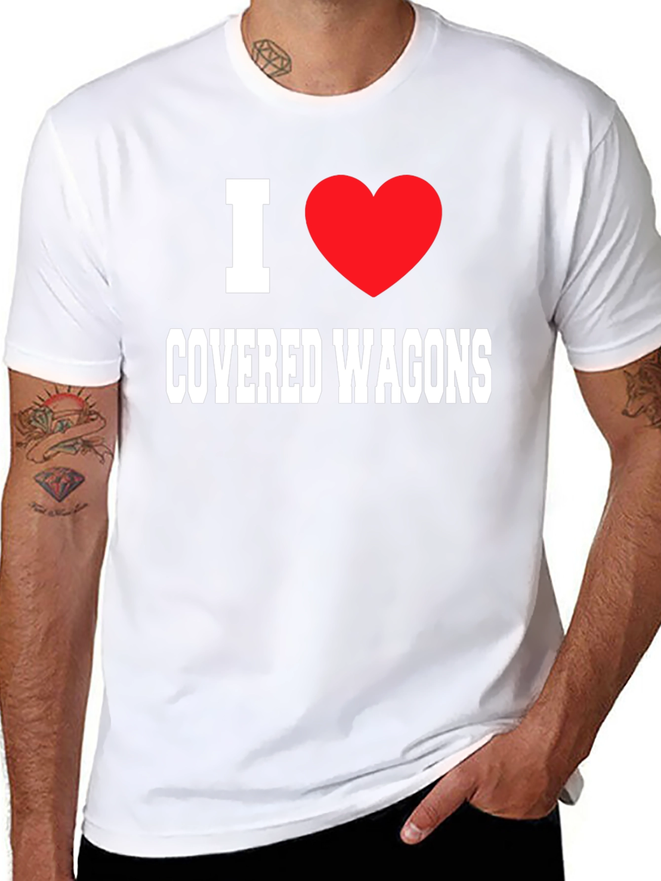 I Heart Covered Wagons Black T-Shirt