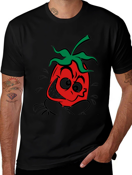 Funky Tomato Graphic Tee - Black Cotton T-Shirt
