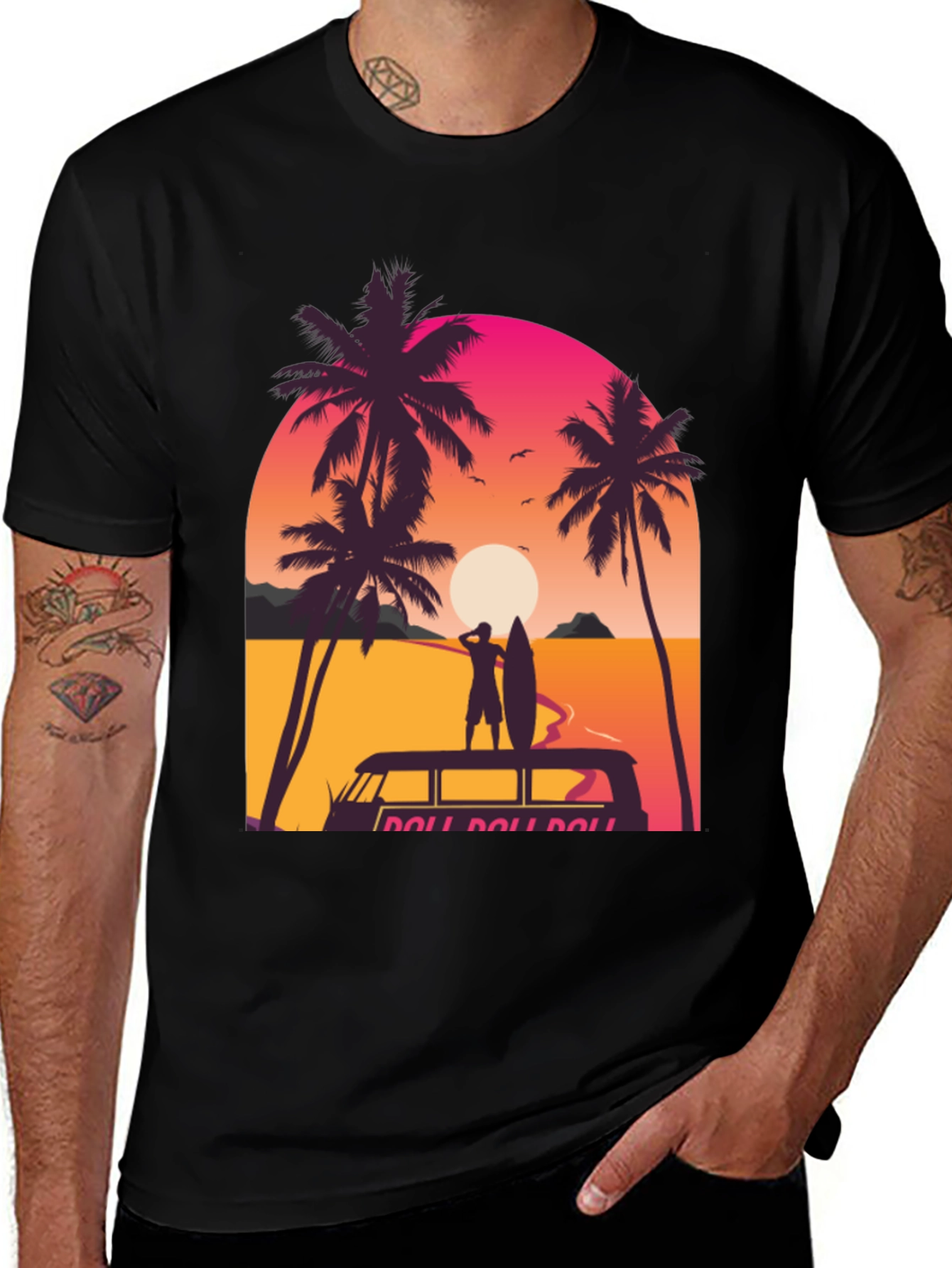 Sunset Surfer Graphic Tee - Beach Vibes