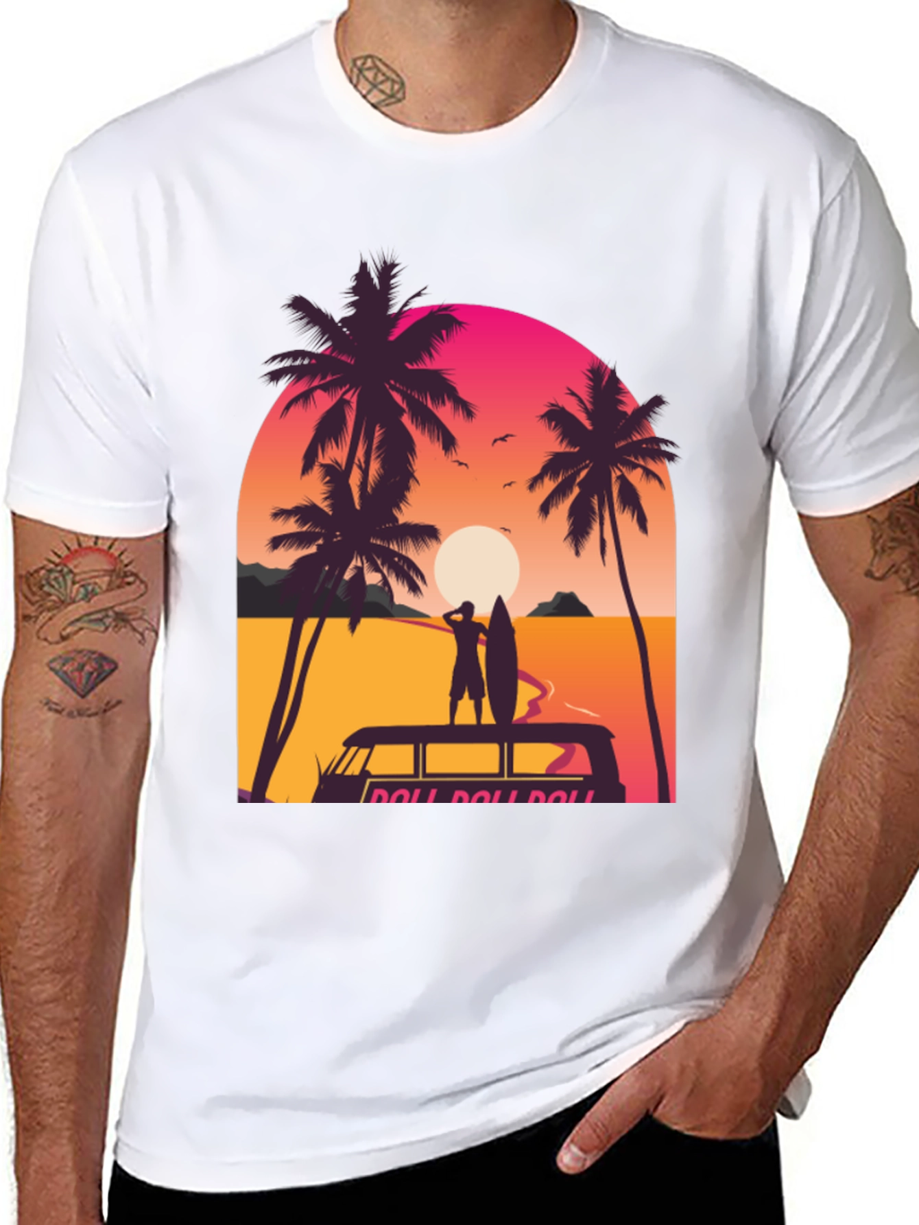Sunset Surfer Graphic Tee - Beach Vibes