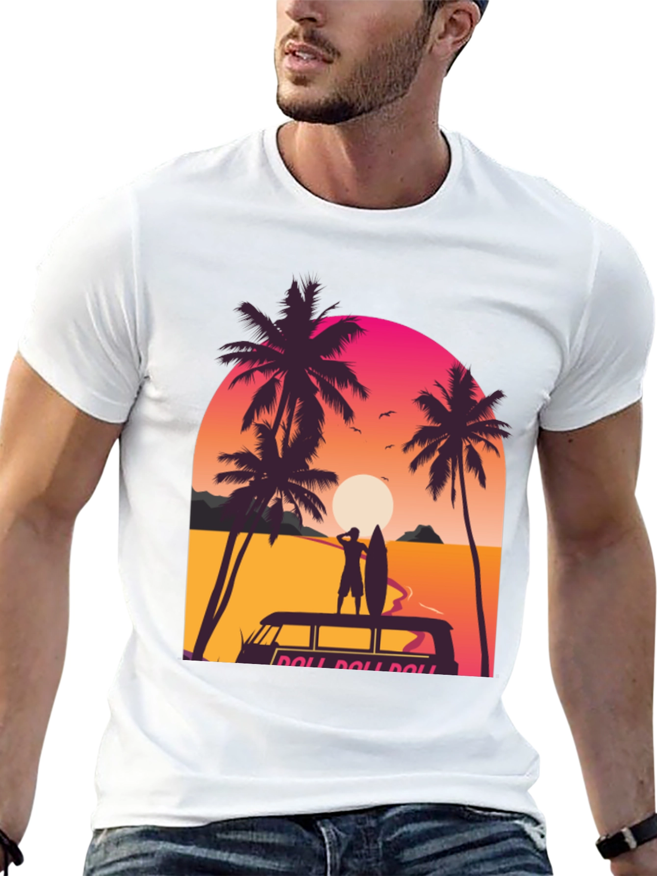 Sunset Surfer Graphic Tee - Beach Vibes