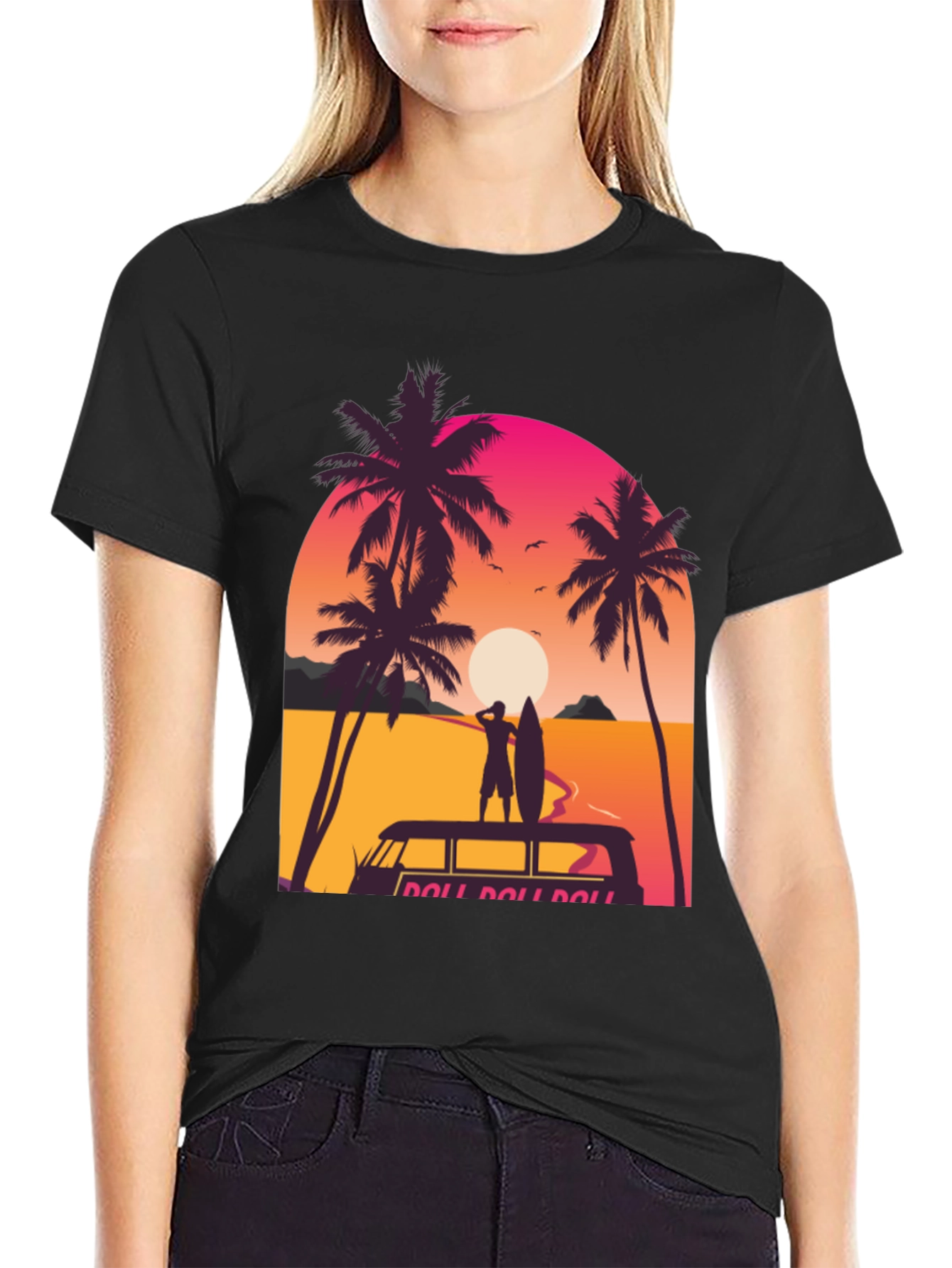 Sunset Surfer Graphic Tee - Beach Vibes